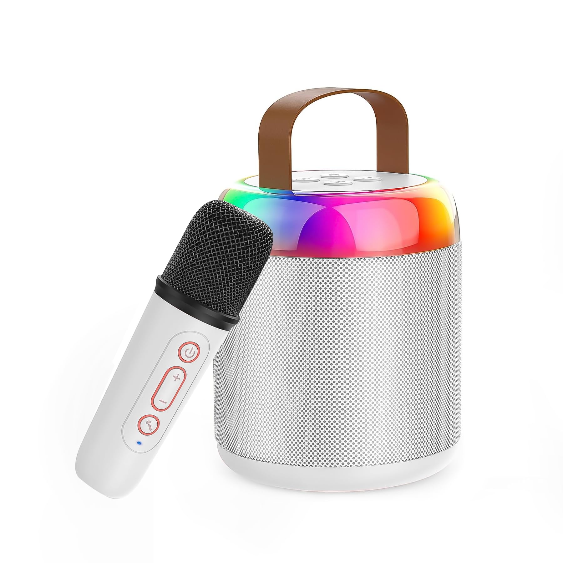 Aveek Mini Karoke Machine, Portable Bluetooth 5.3 Speaker with 1 Wireless Microphone for Kids Adults Toys Gifts for Girls Boys Birthday Christmas Camping Indoor Outdoor Home Party, White