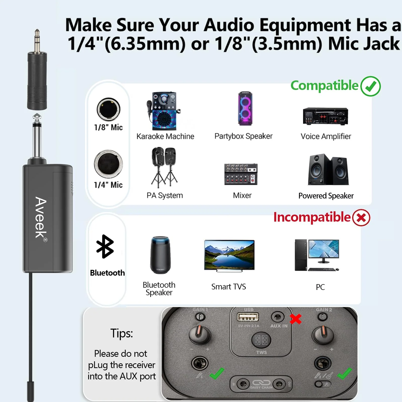 Aveek Wireless Karaoke Microphone, Handheld Mic with Rechargeable Receiver, for Powered Speakers and Amplifiers, Karaoke Microphone Set for Singing,Karaoke,Wedding,DJ,Party (2 Packs) 2 Packs - Image 3