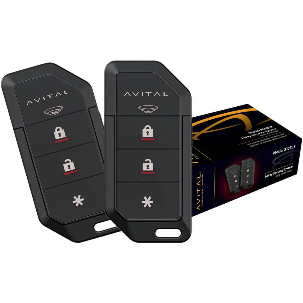 Avital 3103LX 1-Way Security System with Keyless Entry/Flashing Parking Lights