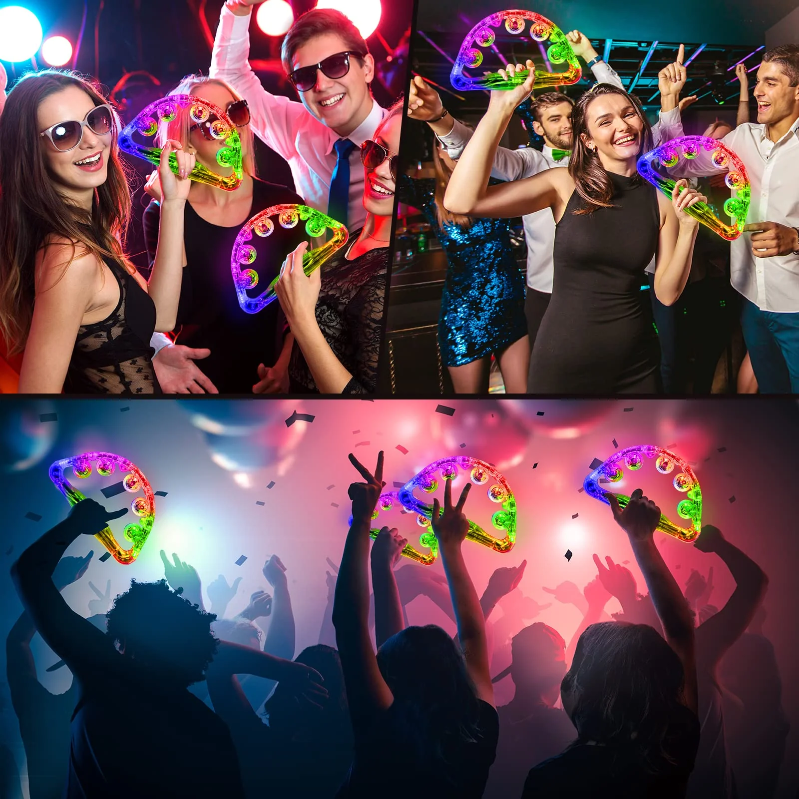 Aywewii LED Tambourine, Light Up Toys Handheld Musical Flashing Tamborine Autism Toys Party Supplies for Birthday Anniversaries Gifts for Kids Adults Teens 1 Pcs - Image 5