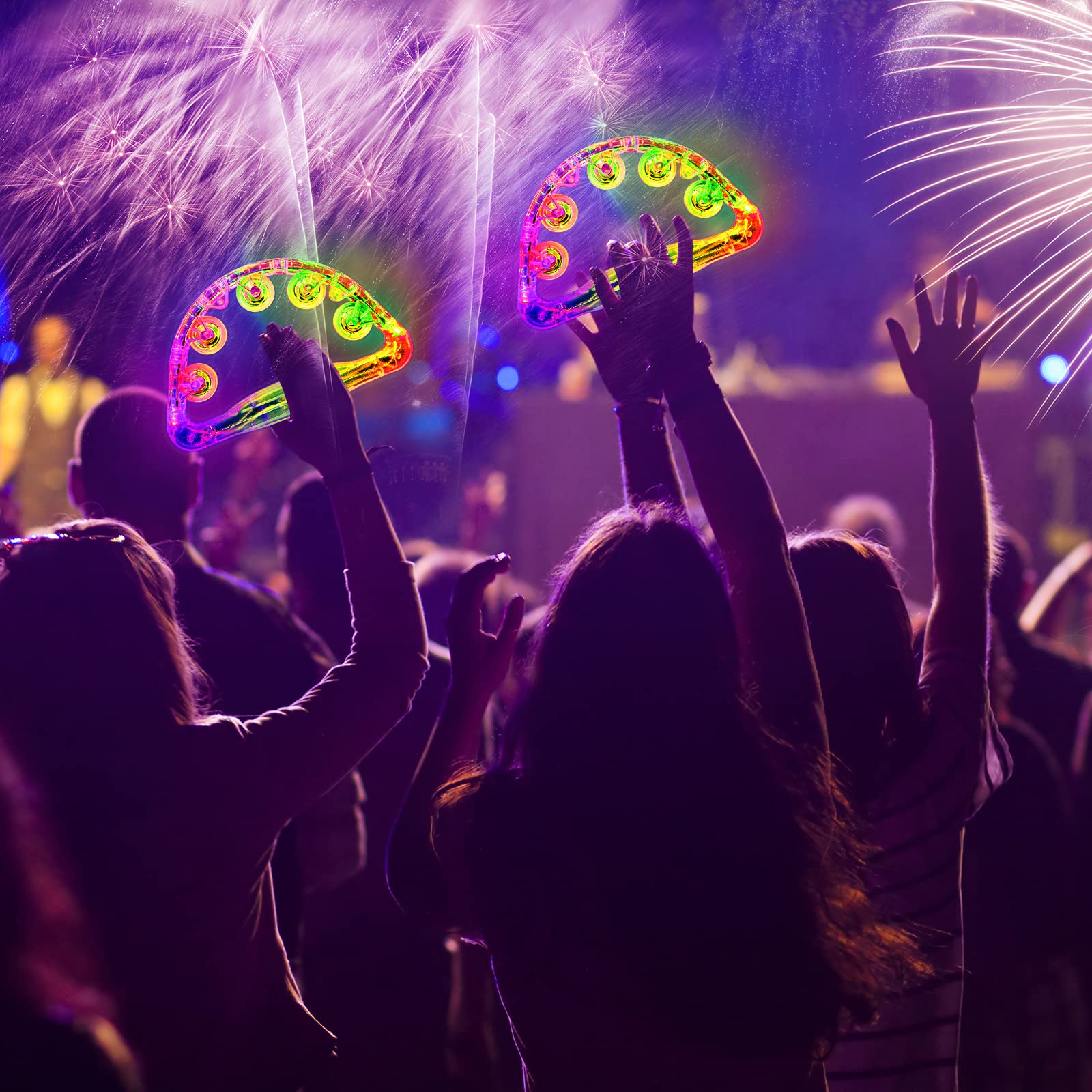Aywewii LED Tambourine, Light Up Toys Handheld Musical Flashing Tamborine Autism Toys Party Supplies for Birthday Anniversaries Gifts for Kids Adults Teens 1 Pcs - Image 6