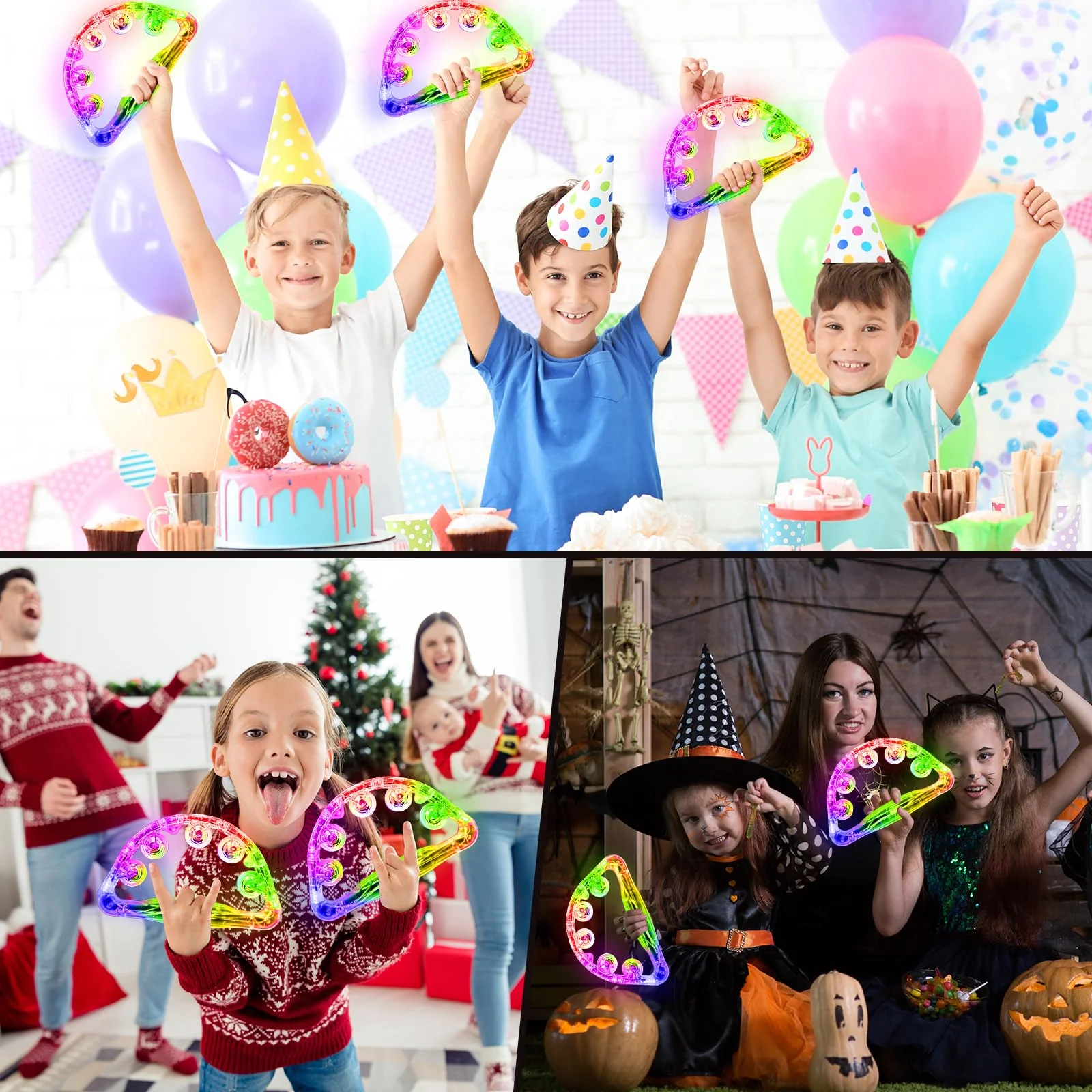 Aywewii LED Tambourine, Light Up Toys Handheld Musical Flashing Tamborine Autism Toys Party Supplies for Birthday Anniversaries Gifts for Kids Adults Teens 1 Pcs - Image 8
