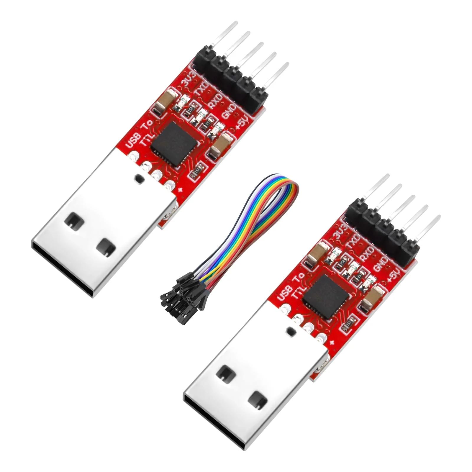 AYWHP CP2102 HW-598 USB to TTL Serial Converter Module UART USB TTL Adapter Converter for 3.3 V and 5 V with Jumper Cable Pack of 2