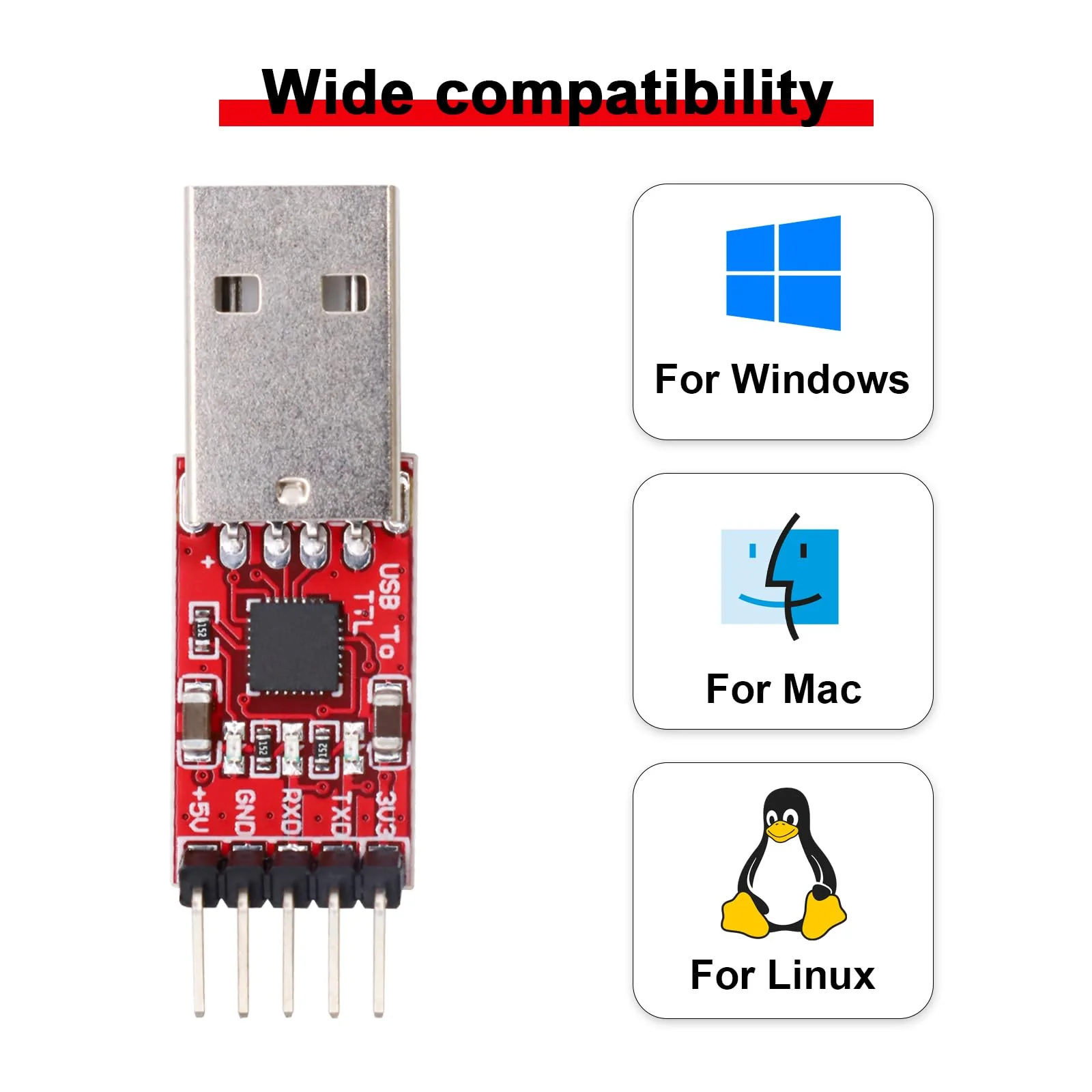 AYWHP CP2102 HW-598 USB to TTL Serial Converter Module UART USB TTL Adapter Converter for 3.3 V and 5 V with Jumper Cable Pack of 2 - Image 6