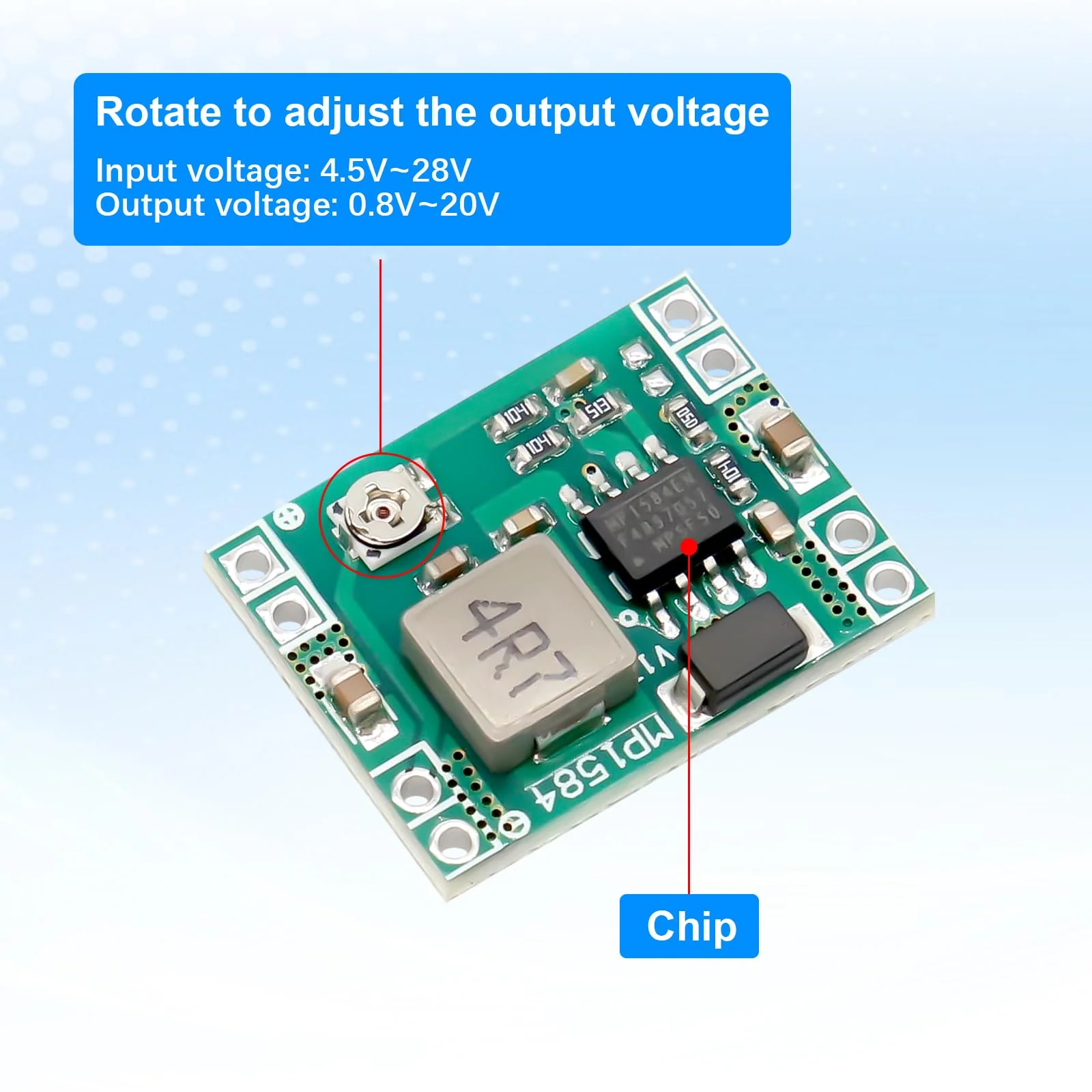 AYWHP MP1584EN Buck Converter DC-DC 3A Power Step Down Module Buck Converter 24V to 12V 9V 5V 3V for Arduino Pack of 10 - Image 4