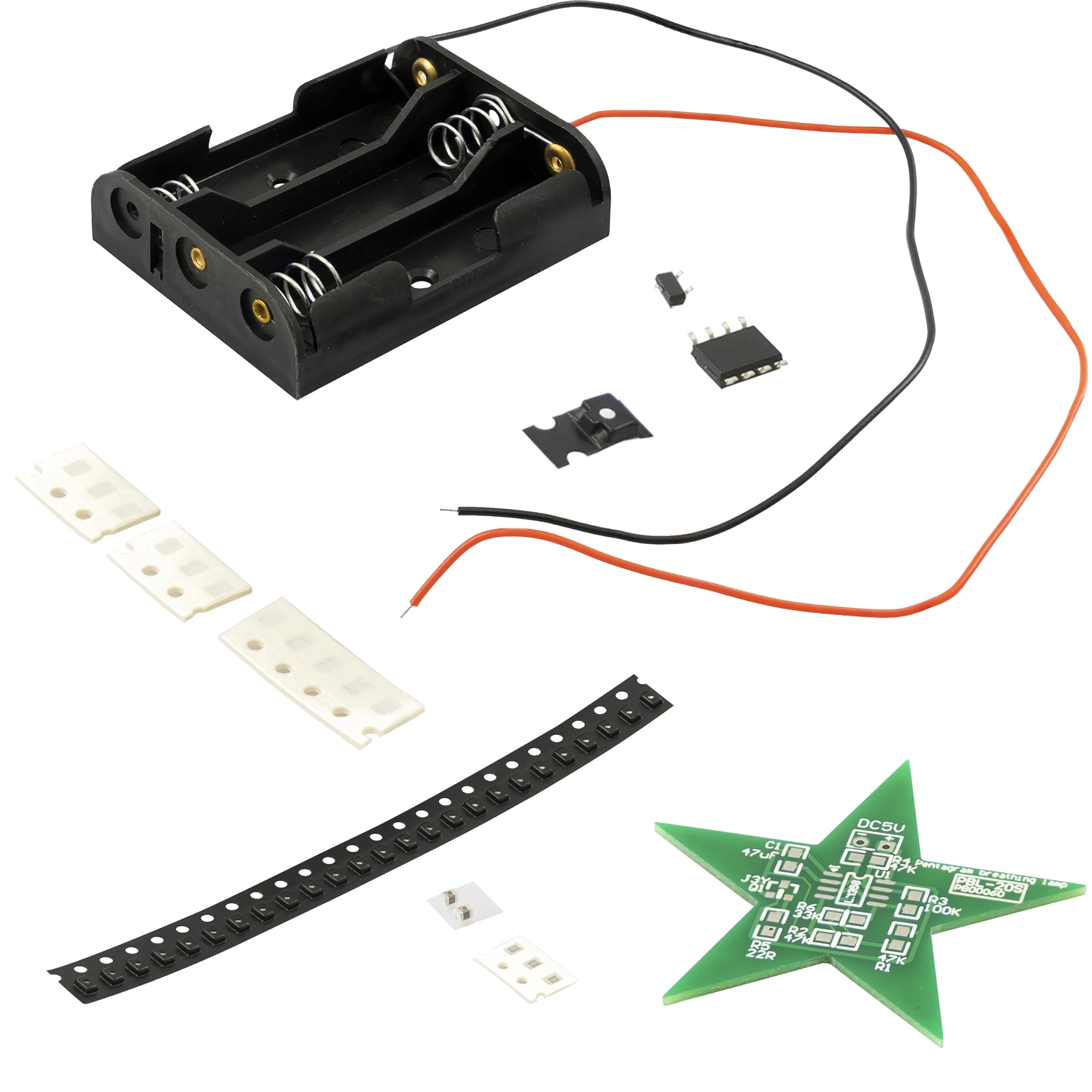 Az Delivery LED Poinsettia Soldering Kit - DIY Electronics Kit for a Star with Red Lighting Effect - Ideal for Mint Learning, Christmas Decoration and Soldering Exercises 1