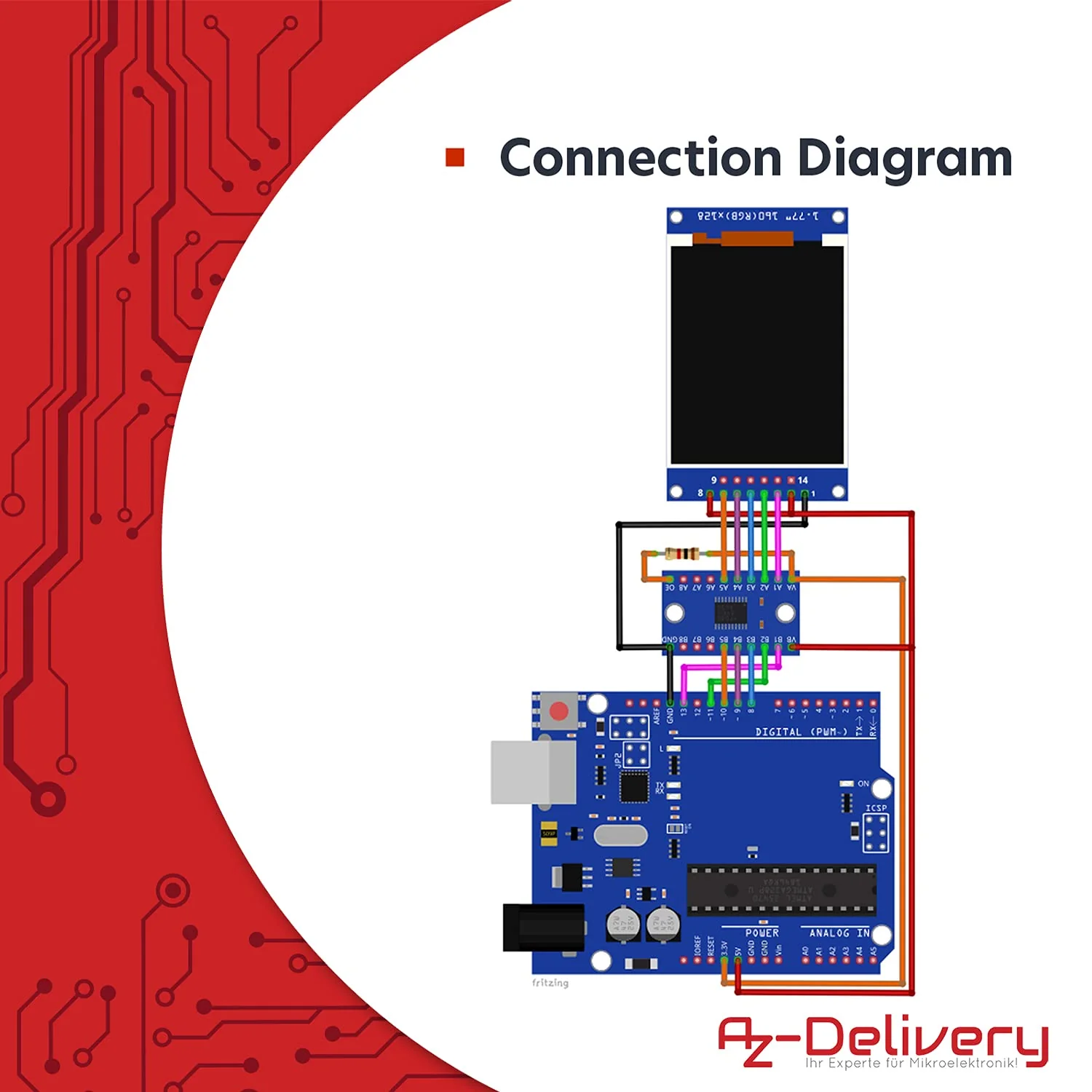 AZDelivery ⭐⭐⭐⭐⭐ SPI 1.77 inch TFT Display 128X160 Pixels 1 x TFT Display - Image 5