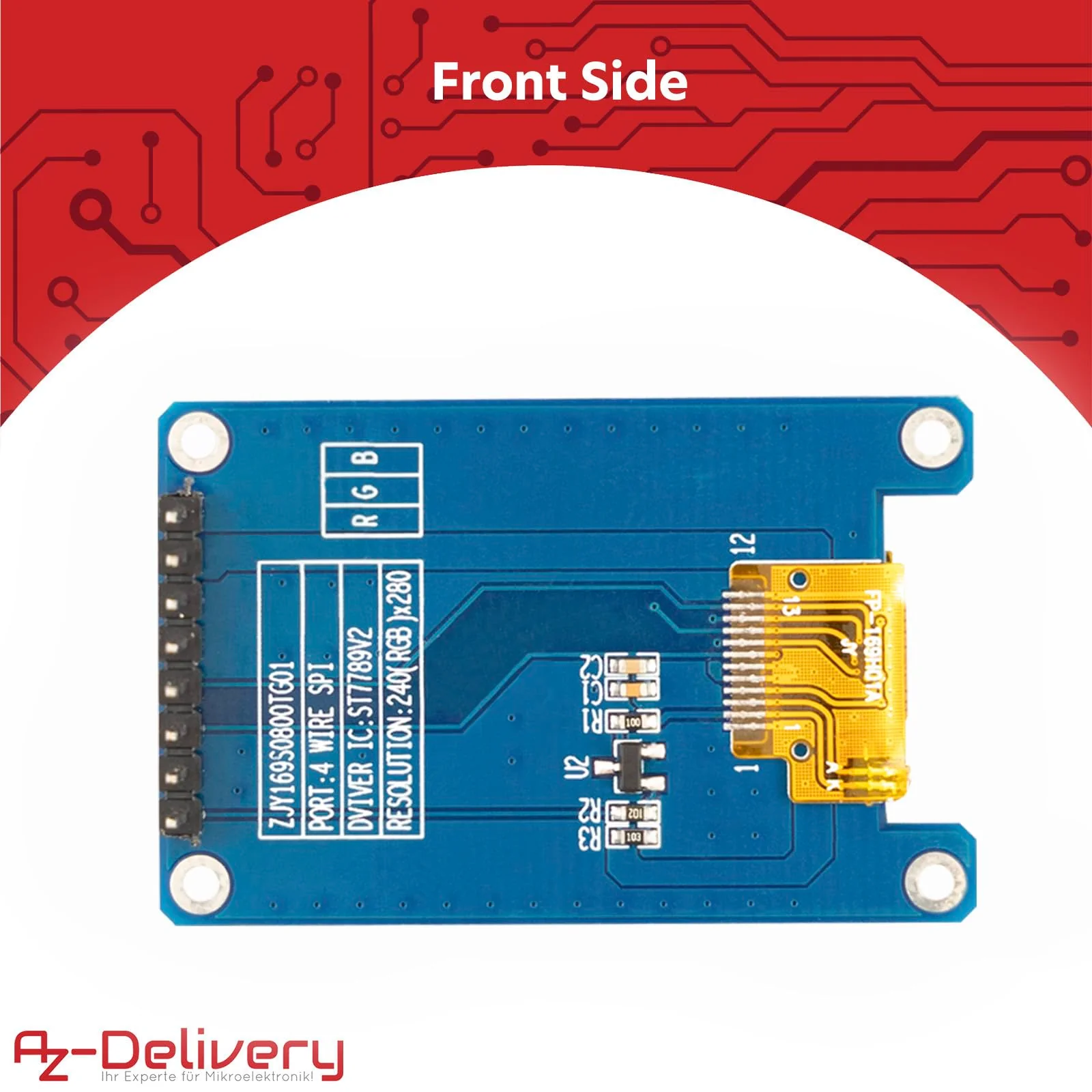 AZDelivery 3 x 1.69" TFT Display with 240 x 280 Resolution ST7789V2 Driver - Rounded Corners and SPI Interface - Perfect for Microcontroller Projects - Image 3