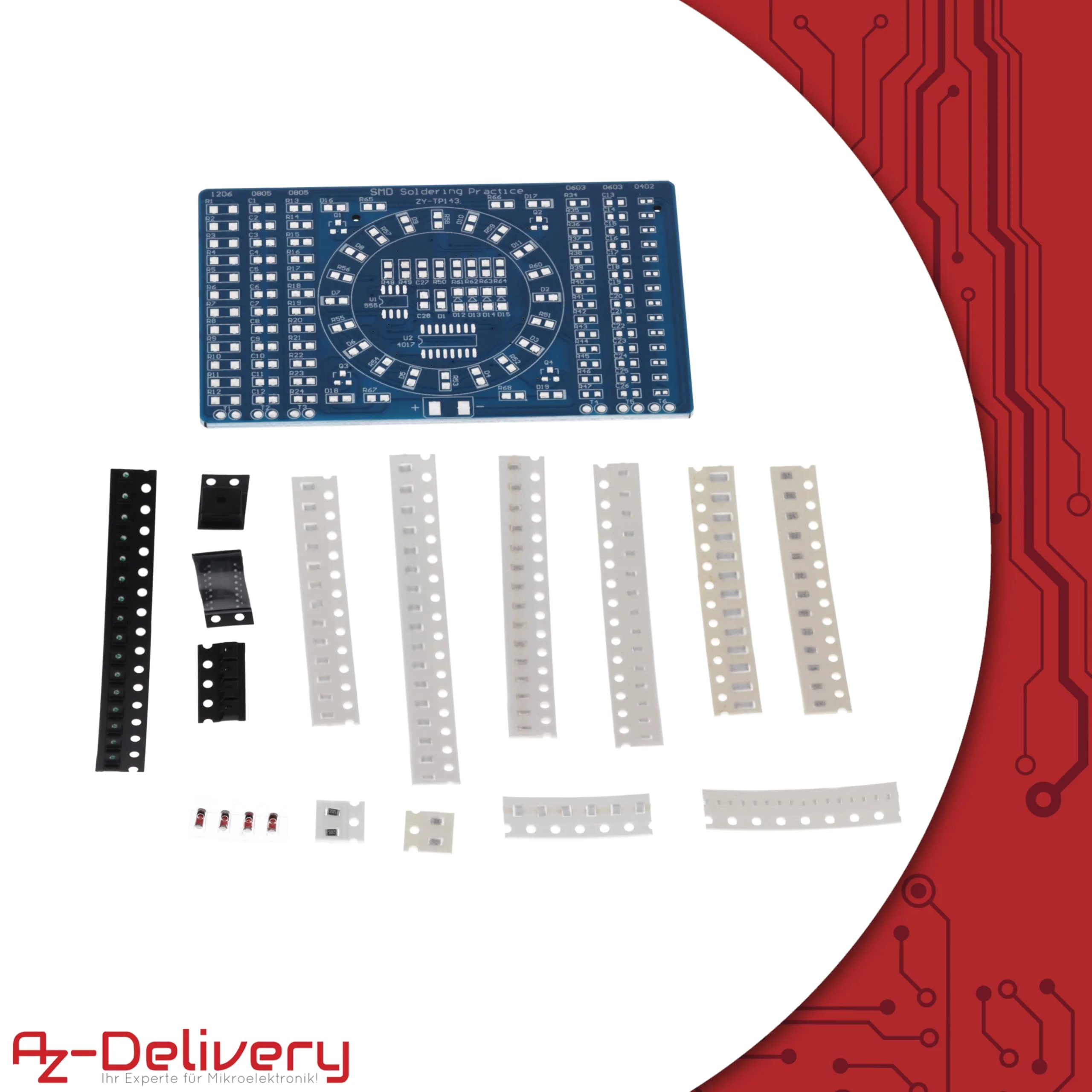 AZDelivery NE555 SMD Soldering Practice Board DIY Kit - LED Module for Soldering Learning, Set with Soldering Kit - Electronic Soldering Kit for Soldering Exercises - Image 3