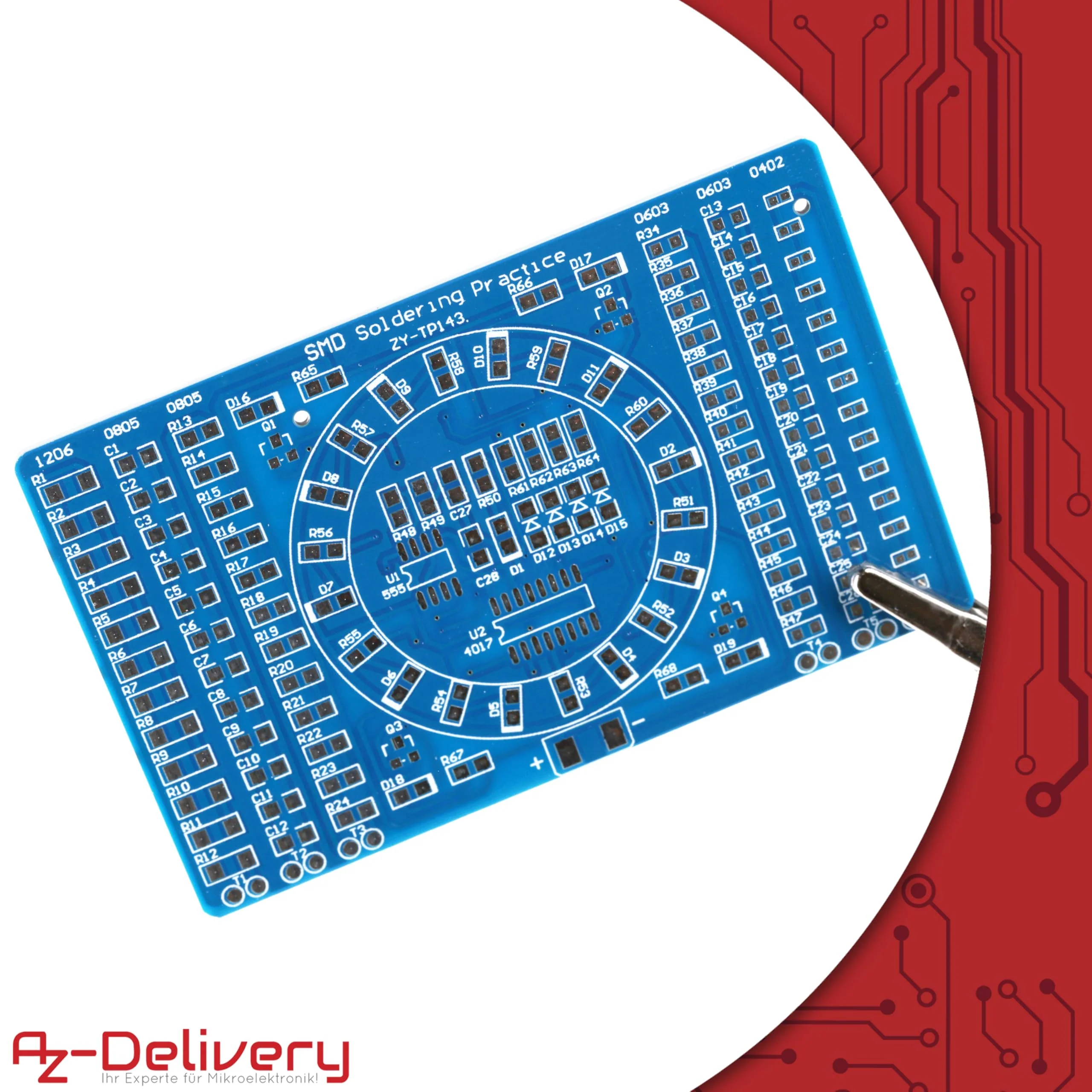 AZDelivery NE555 SMD Soldering Practice Board DIY Kit - LED Module for Soldering Learning, Set with Soldering Kit - Electronic Soldering Kit for Soldering Exercises - Image 5