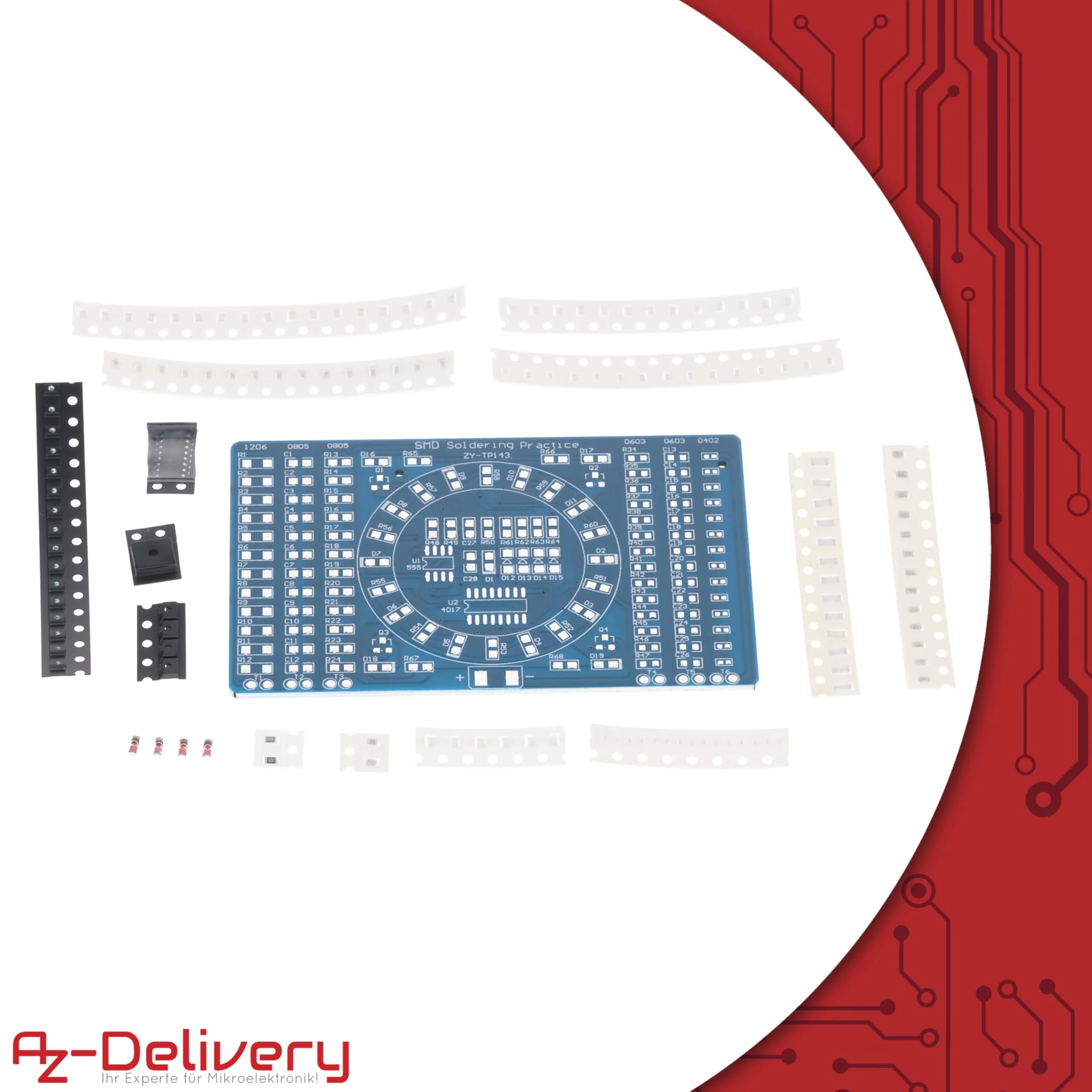 AZDelivery NE555 SMD Soldering Practice Board DIY Kit - LED Module for Soldering Learning, Set with Soldering Kit - Electronic Soldering Kit for Soldering Exercises - Image 6