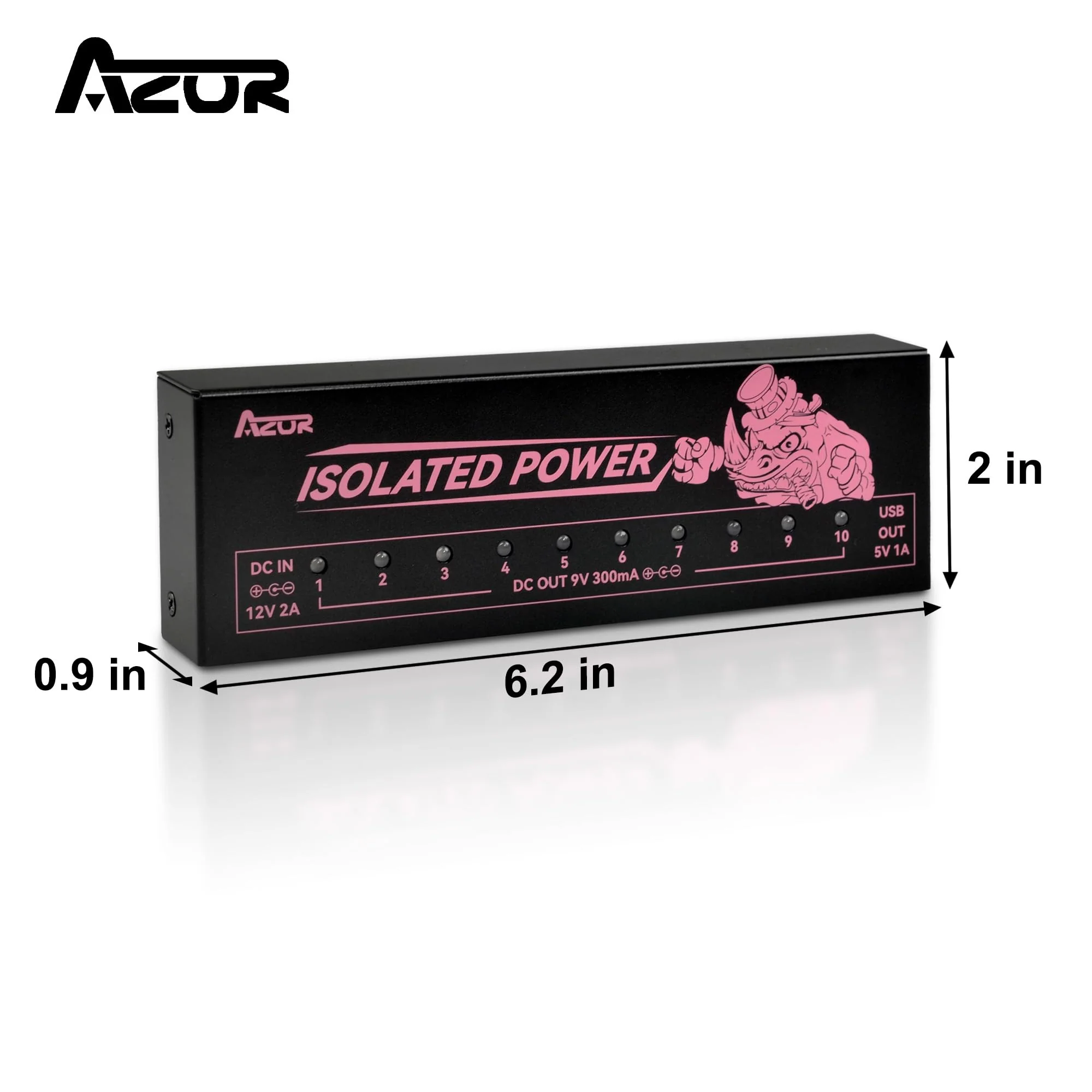 AZOR Professional 12v power supply for guitar pedals with 10 isolated Outputs - 9v power supply Compatible, Overcurrent Protection, low noise and Heat Dissipation - Image 2