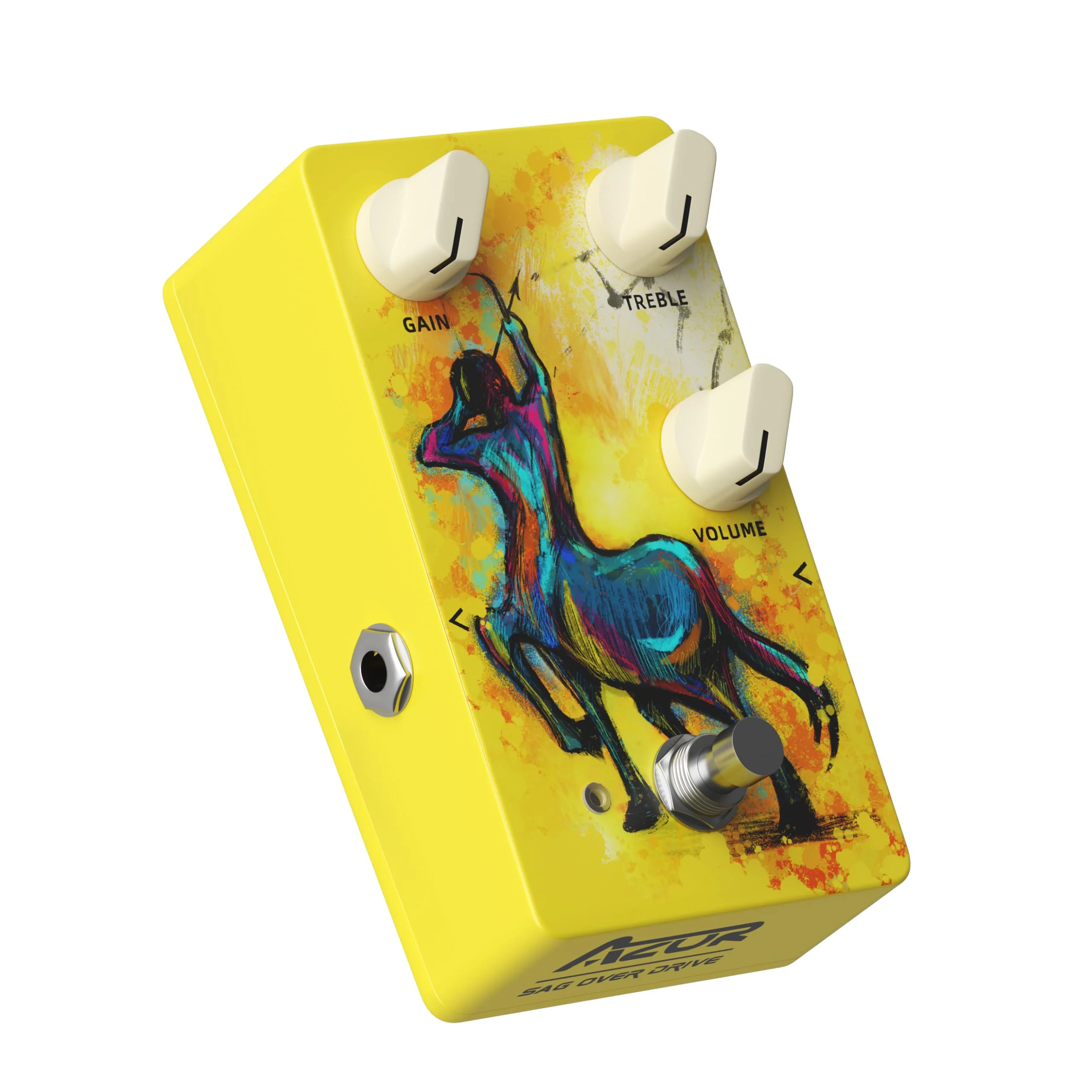 AZOR SAG OVER DRIVE Analog Overdrive Pedal - True Bypass with Tilt-Angle Footswitch, High Gain Effects for Electric Guitar, 3-Knob Control (GAIN/VOLUME/TONE), DC9V Powered, Low Noise