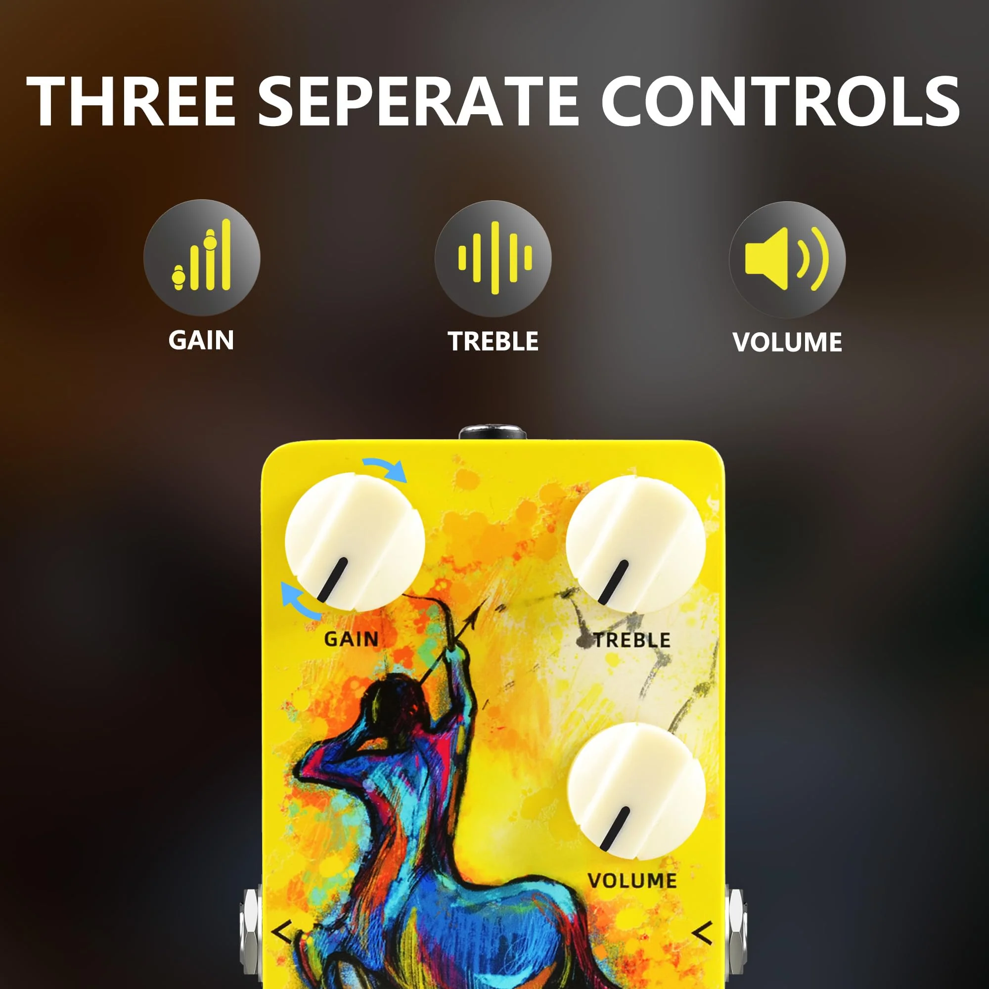 AZOR SAG OVER DRIVE Analog Overdrive Pedal - True Bypass with Tilt-Angle Footswitch, High Gain Effects for Electric Guitar, 3-Knob Control (GAIN/VOLUME/TONE), DC9V Powered, Low Noise - Image 3