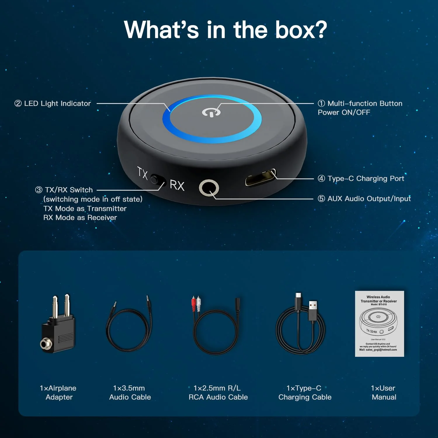 BANIGIPA Bluetooth 5.3 Transmitter Receiver, 2-in-1 Wireless Transmitter Receiver for TV/Airplane/Home Stereo/Speakers/Headphones/Car, Audio Adapter w/3.5mm AUX/RCA Jack, Dual Link, Low Latency, 16H - Image 9