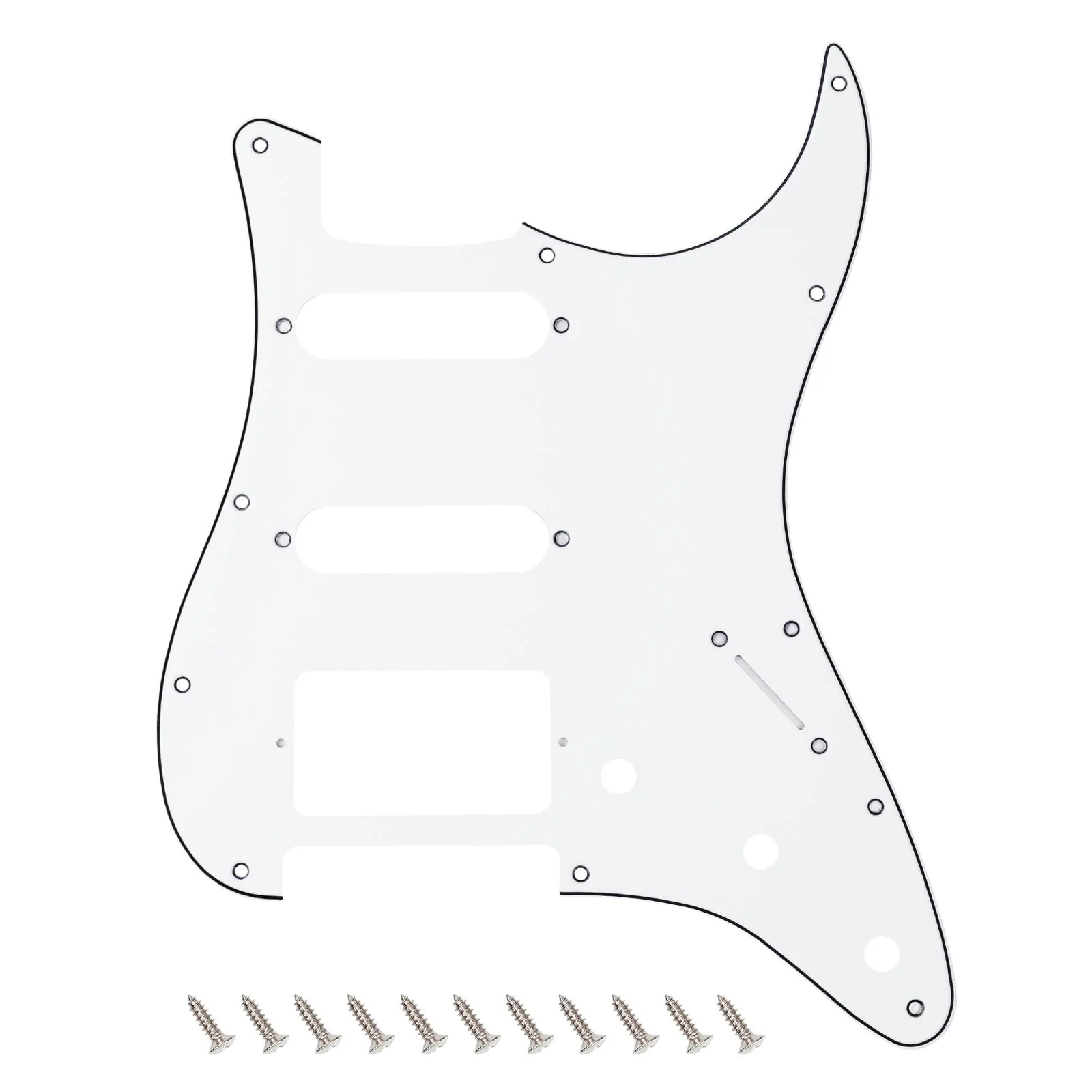 Banworks 3 Ply Strat HSS Pickguard 11-Hole Electric Guitar Pickguard SSH Scratch Plate for USA/Mexican Fender Modern Style Standard Stratocaster ST JT/HB-02 White White/Black/White
