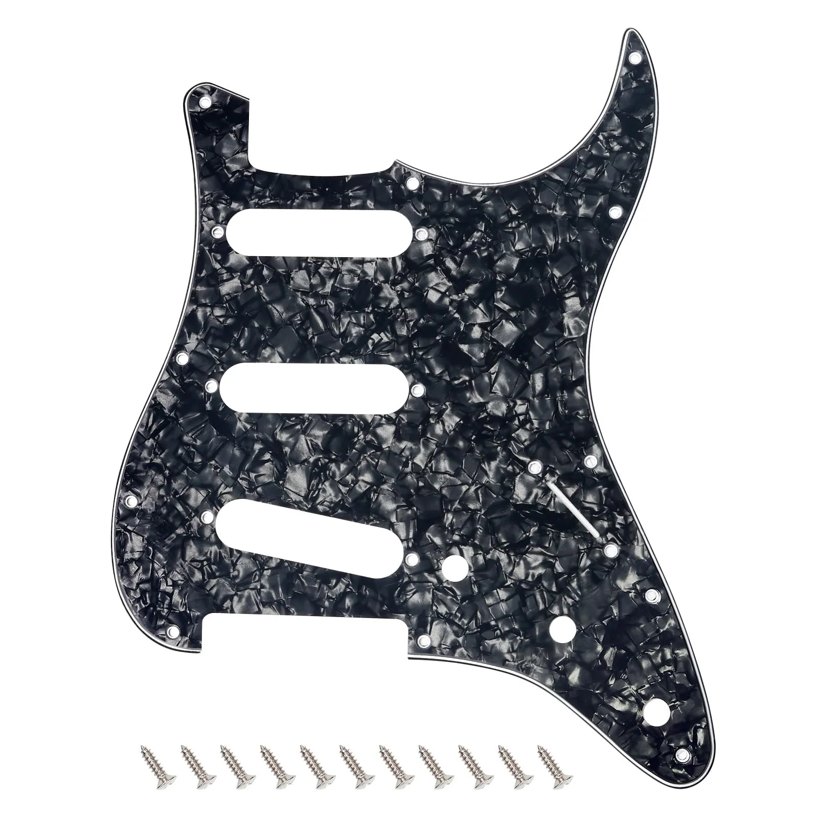 Banworks 4 Ply Strat SSS Pickguard 11-Hole Electric Guitar Pickguard Scratch Plate for USA/Mexican Fender Modern Style Standard Stratocaster ST JT/HB-01 Black Pearl