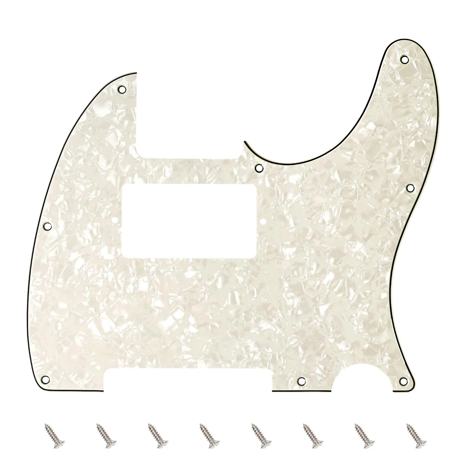 Banworks 4 Ply Tele HS/HH Pickguard 8-Hole Electric Guitar Pickguard Scratch Plate for USA/Mexican Fender Modern Style Standard Tele Telecaster JT/HB-04 Vintage White Pearl