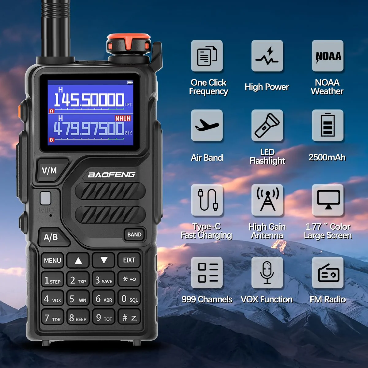 BAOFENG Radio K5PLUS Ham Radio Handheld UV-K5 Walkie Talkies Long Range Two Way Radio,GMRS Radio with Copy Frequency,AM,USB-C Charging for Hunting Survival Gear - Image 5