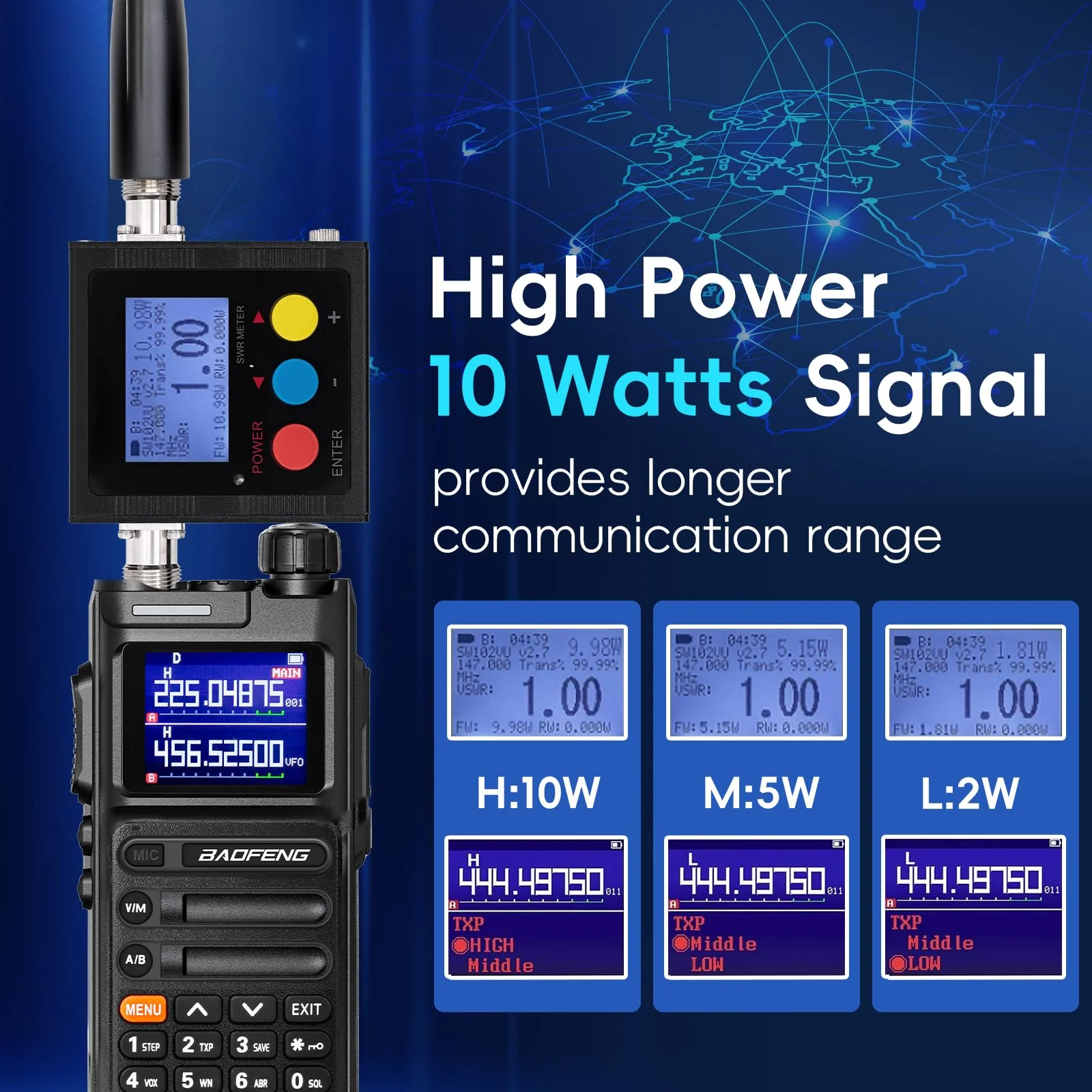 BAOFENG UV26 Ham Radio 10W (New Gen 5RM) Long Range Handheld Rechargeable Walkie Talkies with Earpiece, 2500mAh Type-C Battery, 771 & Air/Police Band Antenna, Rapid Two-Way Radios - 1 Pack Full Kit UV26-10Watt-1Pack - Image 4