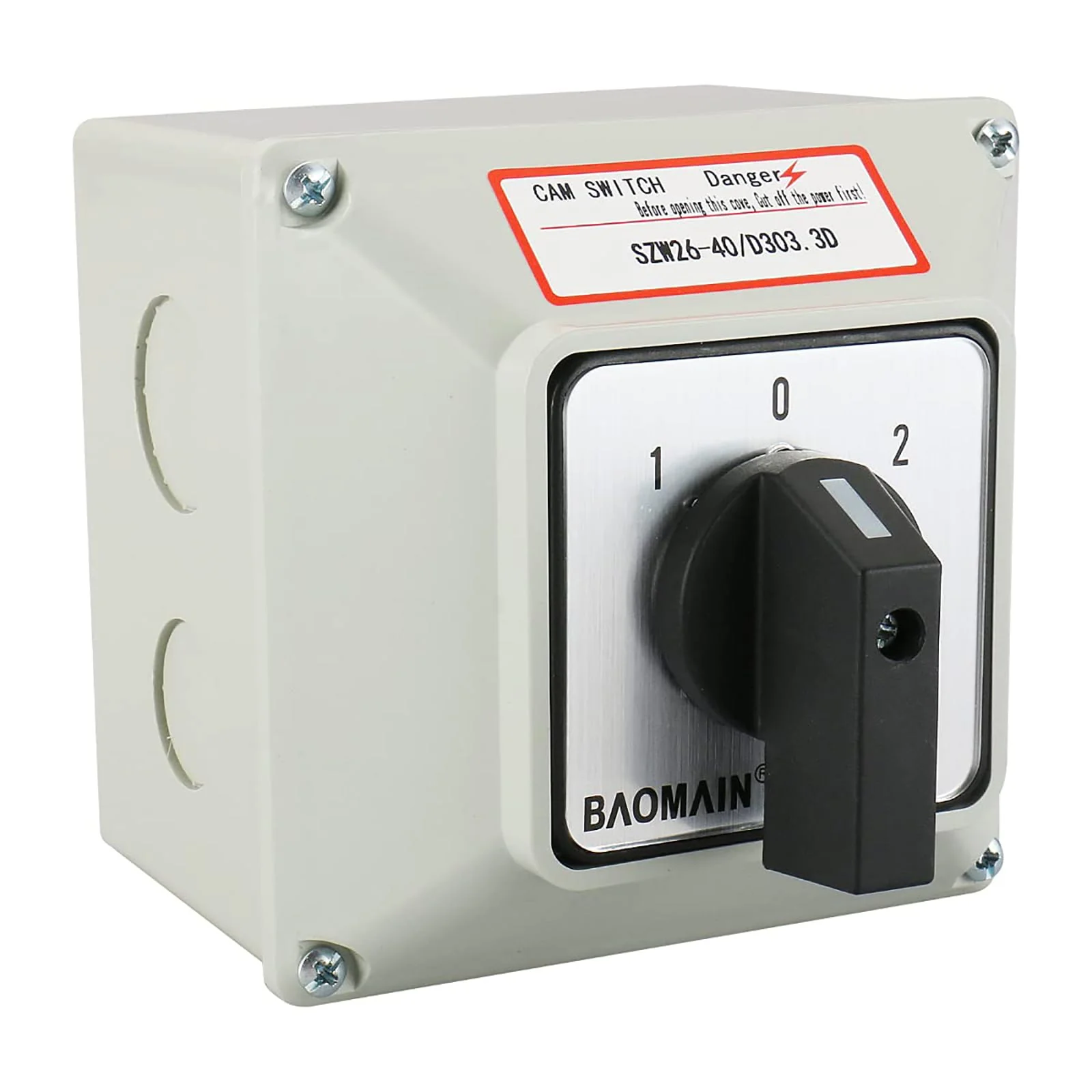BAOMAIN 3 Phase Rotary Changeover Switch 40A 660V,3 Position (1-0-2) 12 Terminal Universal Cam Selector Switch with Waterproof Exterior Box,Manual Transfer Switch for Motor Control,SZW26-40/D303.3D