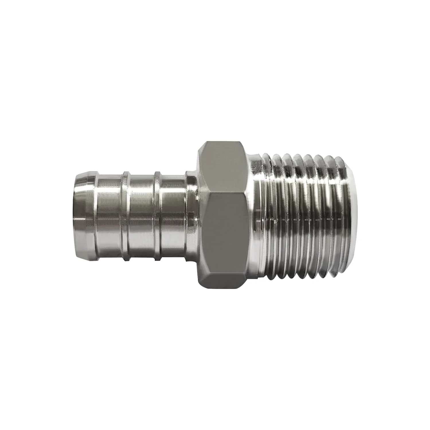 Barb Crimp PEX 1/2" x 3/8" NPT Male Thread Adapter Stainless Steel Crimp Fitting (Pack of 2) 1/2" PEX x 3/8" NPT Male - Image 3