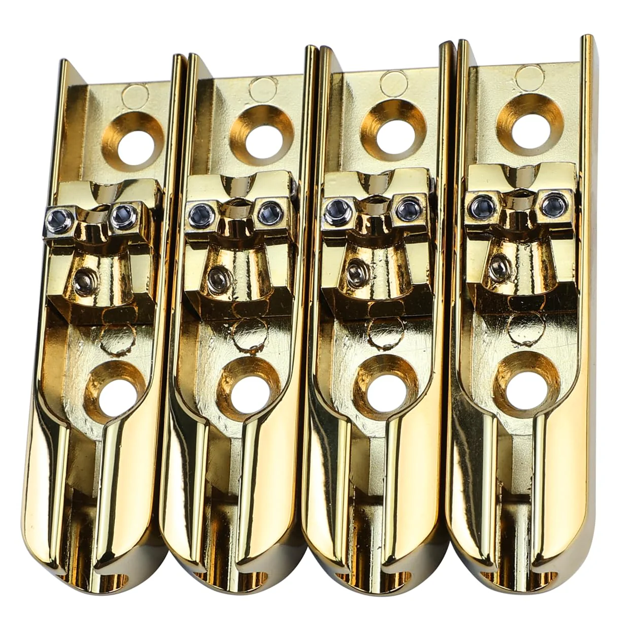Bass Guitar Bridge with Zinc ALloy Saddle Base Individual Single String Fixed Bridge for 4 String Electric Bass Replacement Parts(Gold) 4PCS Gold - Image 2