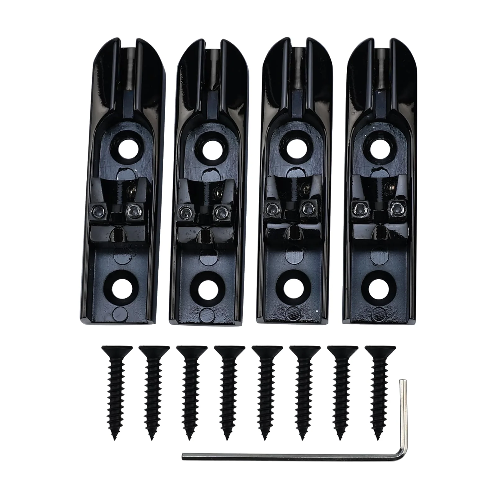 Bass Guitar Bridge with Zinc ALloy Saddle Base Individual Single String Fixed Bridge for 4 String Electric Bass Replacement Parts（Vacuum Black） 4PCS