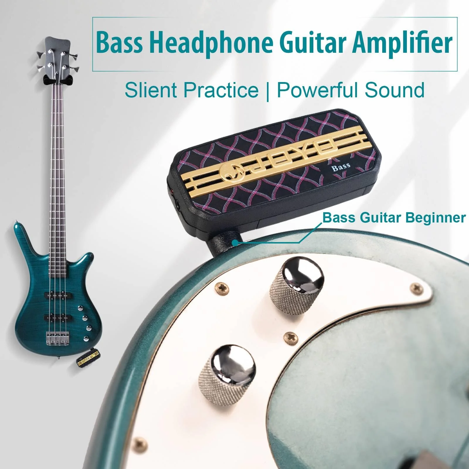 Bass Headphone Amp Mini Guitar Bassist Practice Amplifier with Aux in Portable (JA-03) - Image 3