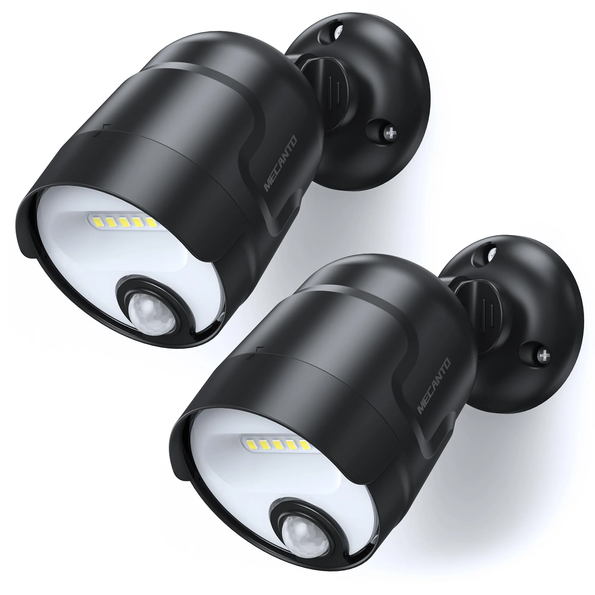 Battery Operated Motion Sensor Light Outdoor, 4000mAh Rechargeable 600 Lumen Battery Powered Spotlight Outdoor Waterproof for Porch, Garage, House(2 Pack) 2 PACK Black
