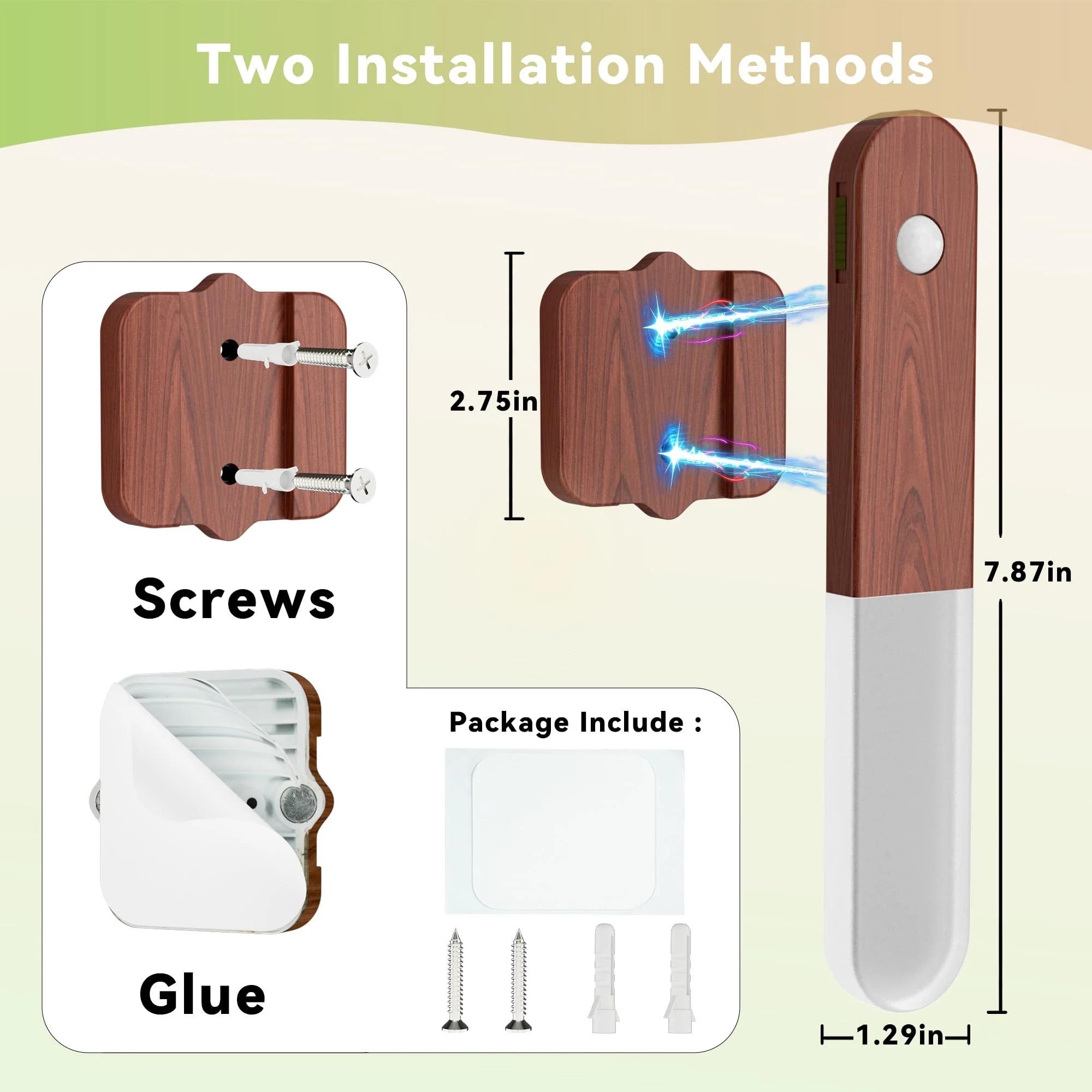 Battery Operated Motion Sensor Wall Sconces Set of 3, Motion Sensor Wall Light Wireless, Magnet Rechargeable LED Lights, Stairs Lights, Decor for Bedroom, Hallway, Living Room, Closet (Walnut Wood) Walnut Wood-3pcs（NEW） - Image 8