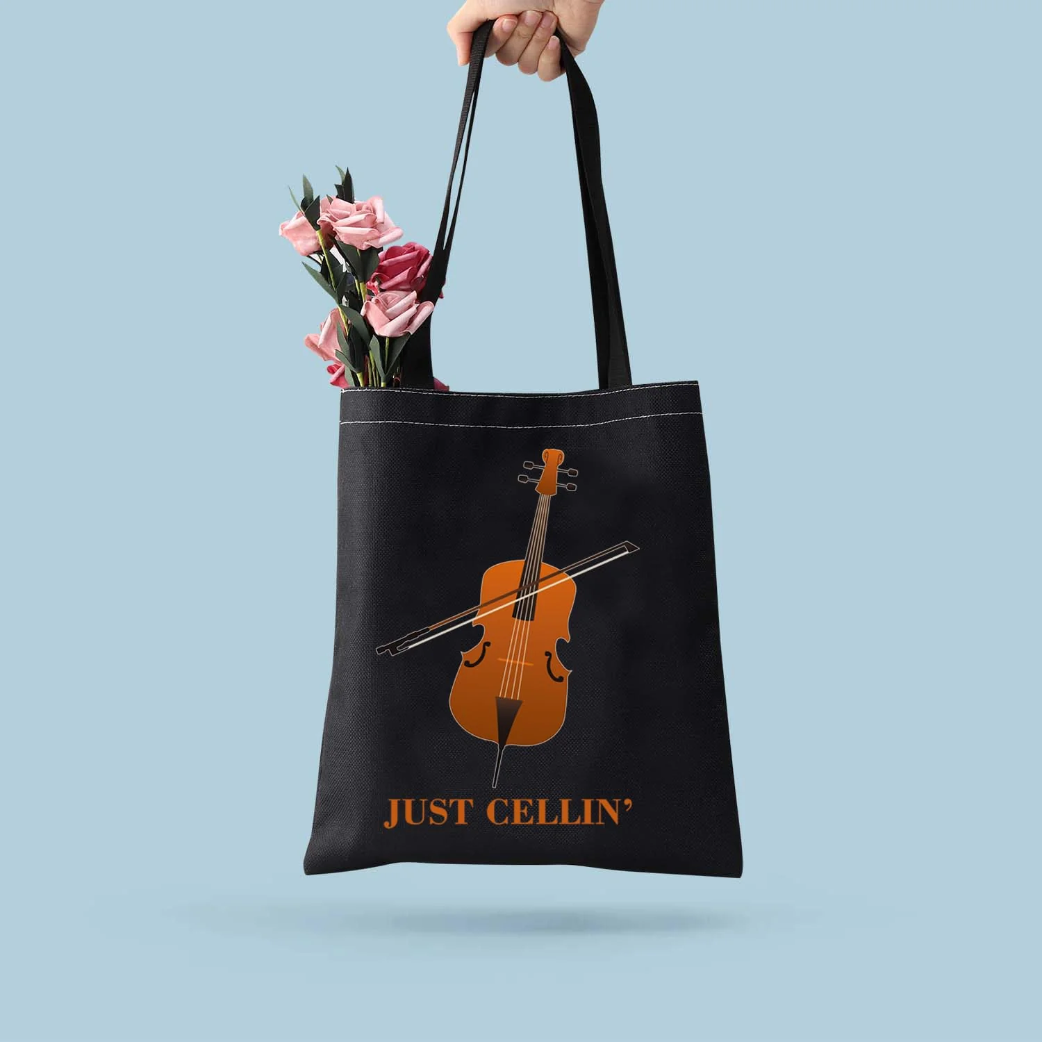 BDPWSS Cello Gift Cello Music Tote Bag Just Cellin’ Funny Cello Cellist Orchestra Musician Reusable Handbag Cello Player Gift Just Cellin Bltg - Image 3