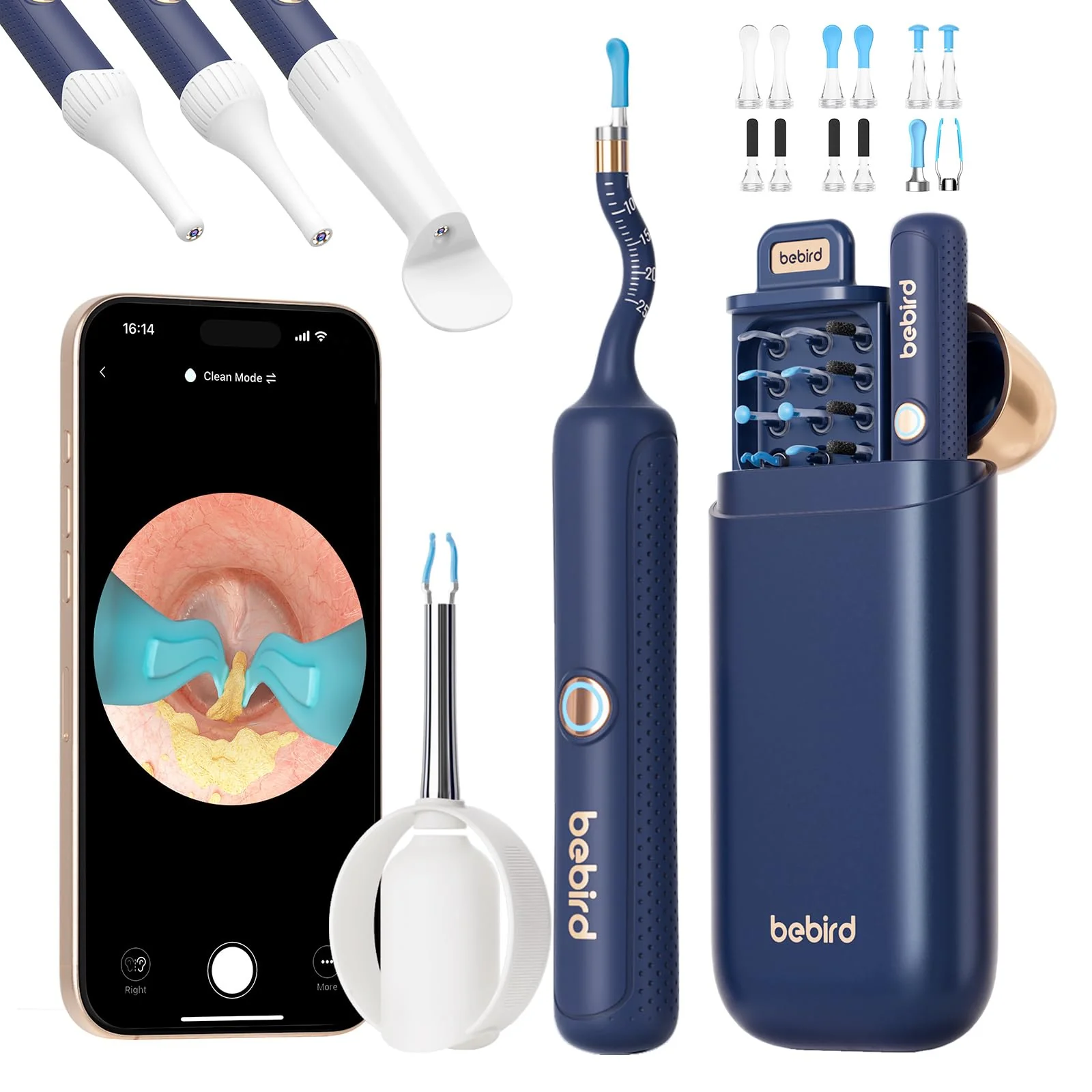 Bebird Ear Wax Remover Otoscope, 1920P HD Flexible Ear Cleaner Camera with Tweezers, Ear Cleaner Camera with Replacement Tips for Ears/Nose/Neck Examinations, Otoscope Ear for Adults, Children Blue