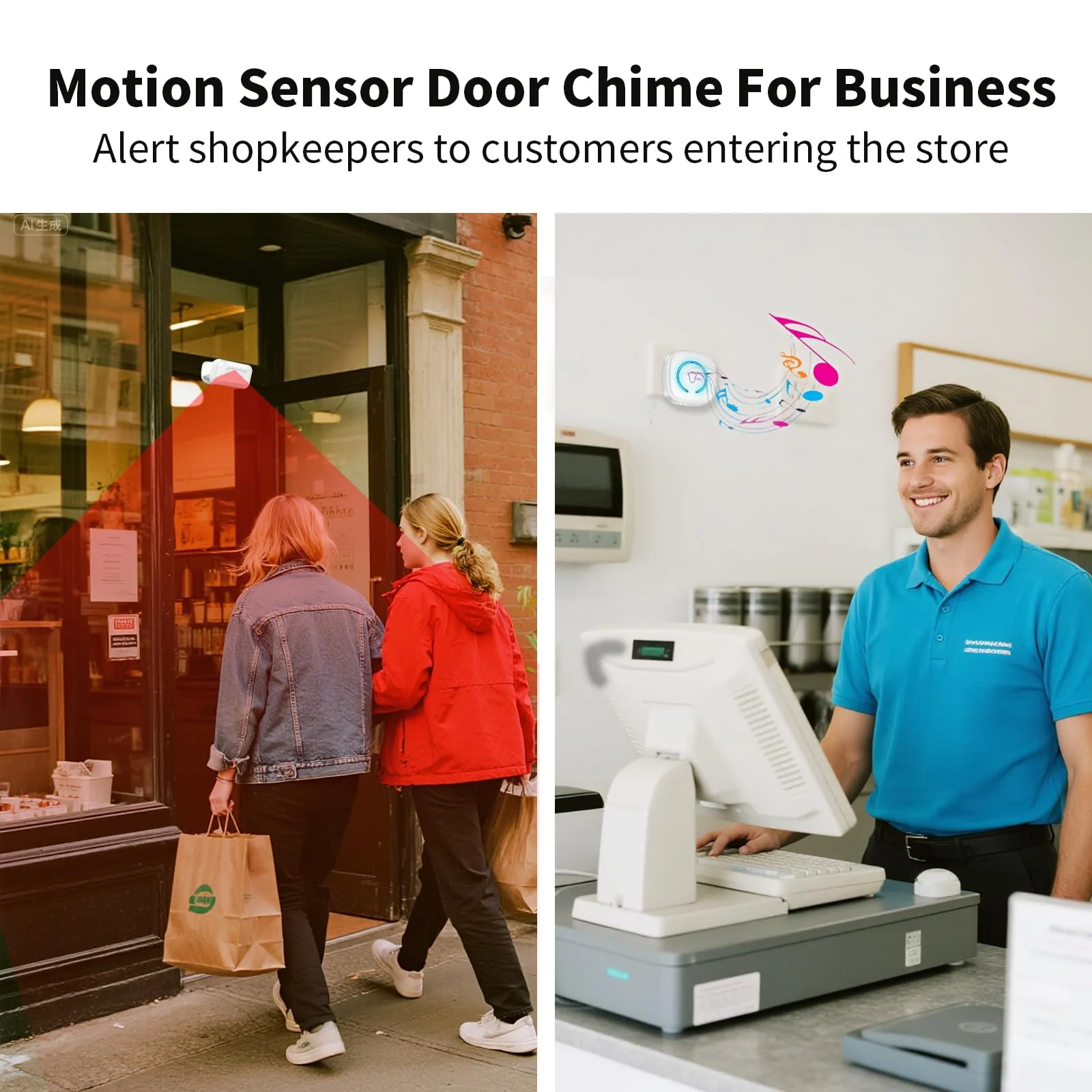 Bed Sensor Alarm and Fall Prevention for Elderly, Motion Sensor Alarm with 60 Melody/LED/5 Adjustable Volume Mode Dementia System , for Patients Seniors Elderly Monitoring at Home 2 Motion Sensors + 1 Receiver - Image 2
