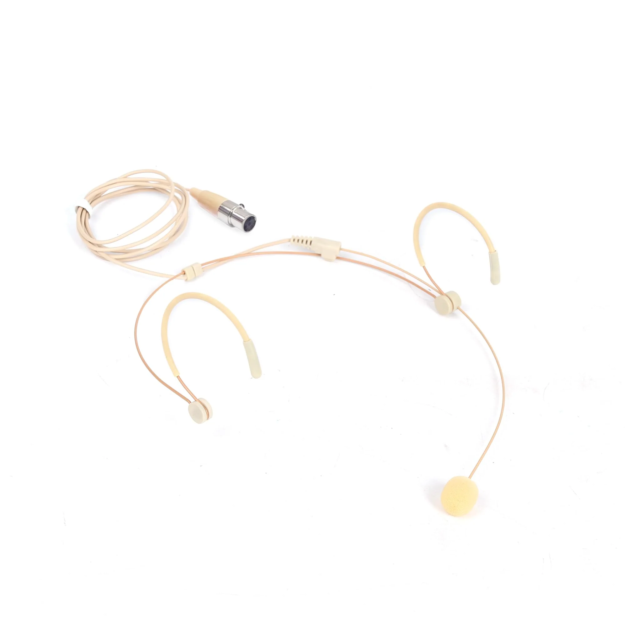 Beige Headworn Microphone,Daul Ear Hook Mic,Condenser Headset Mics for Shure Microphone Wireless Systems,Ideal for Lectures,Actors,Theater,Podcasts Mini 4 Pin XLR (TA4F) Plug