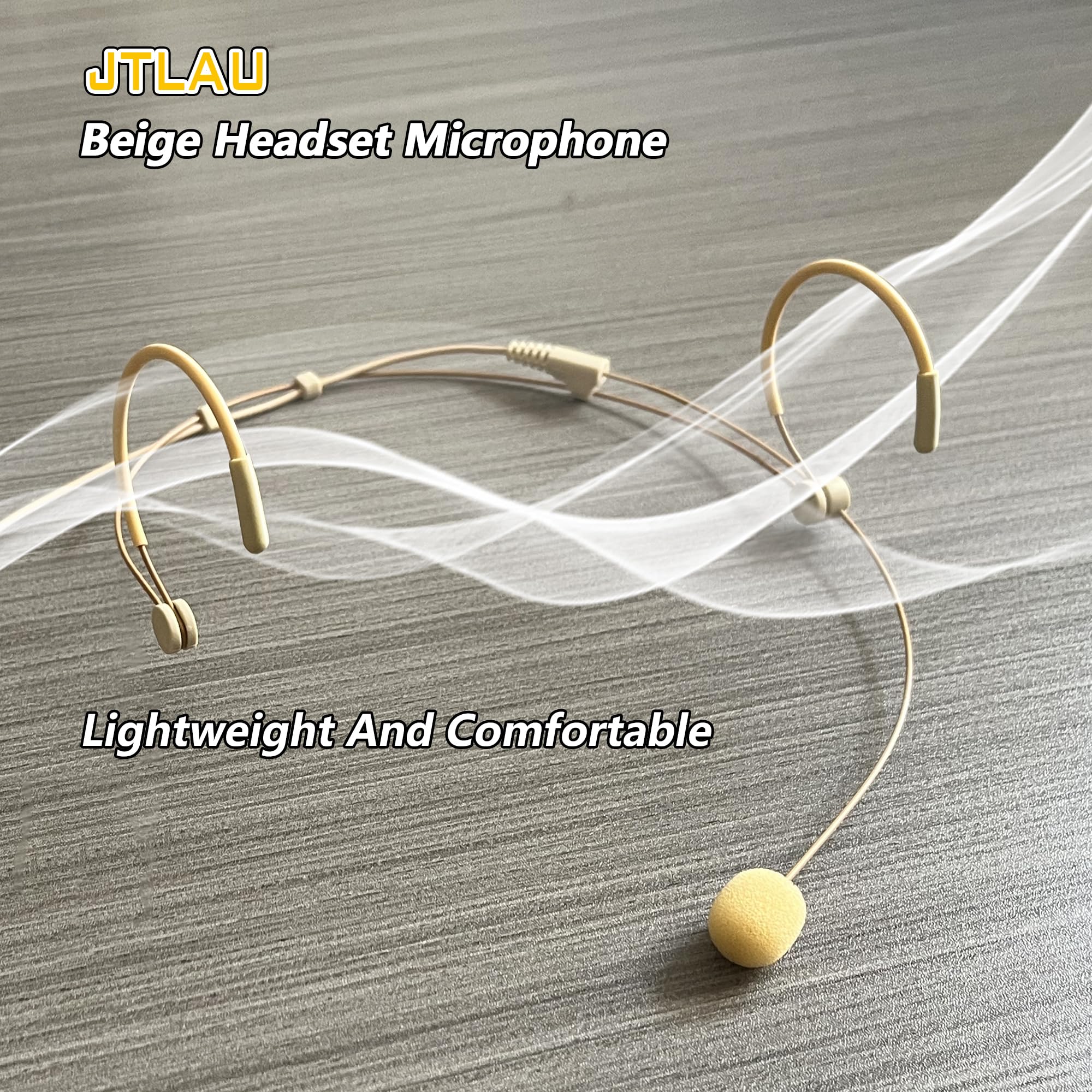 Beige Headworn Microphone,Daul Ear Hook Mic,Condenser Headset Mics for Shure Microphone Wireless Systems,Ideal for Lectures,Actors,Theater,Podcasts Mini 4 Pin XLR (TA4F) Plug - Image 7