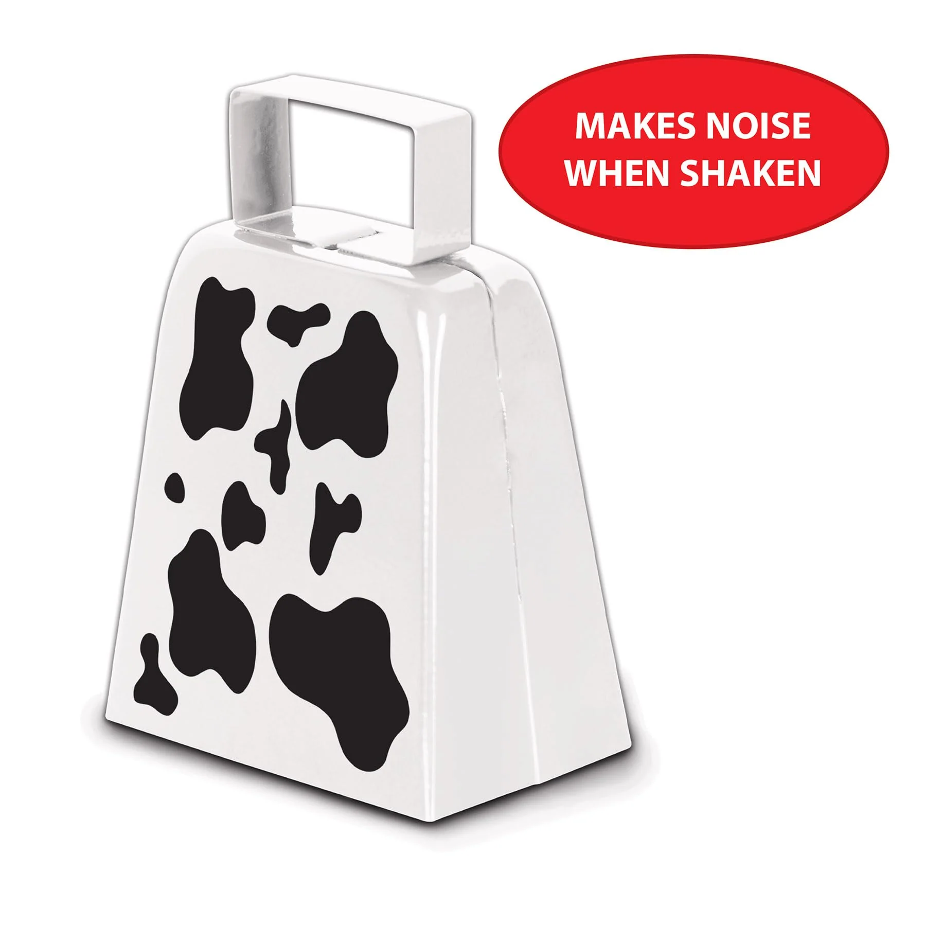 Beistle Novelty Metal Farm Animal Theme Birthday Party Western Favors, Cow Print Cowbell, White/Black 0 - Image 4