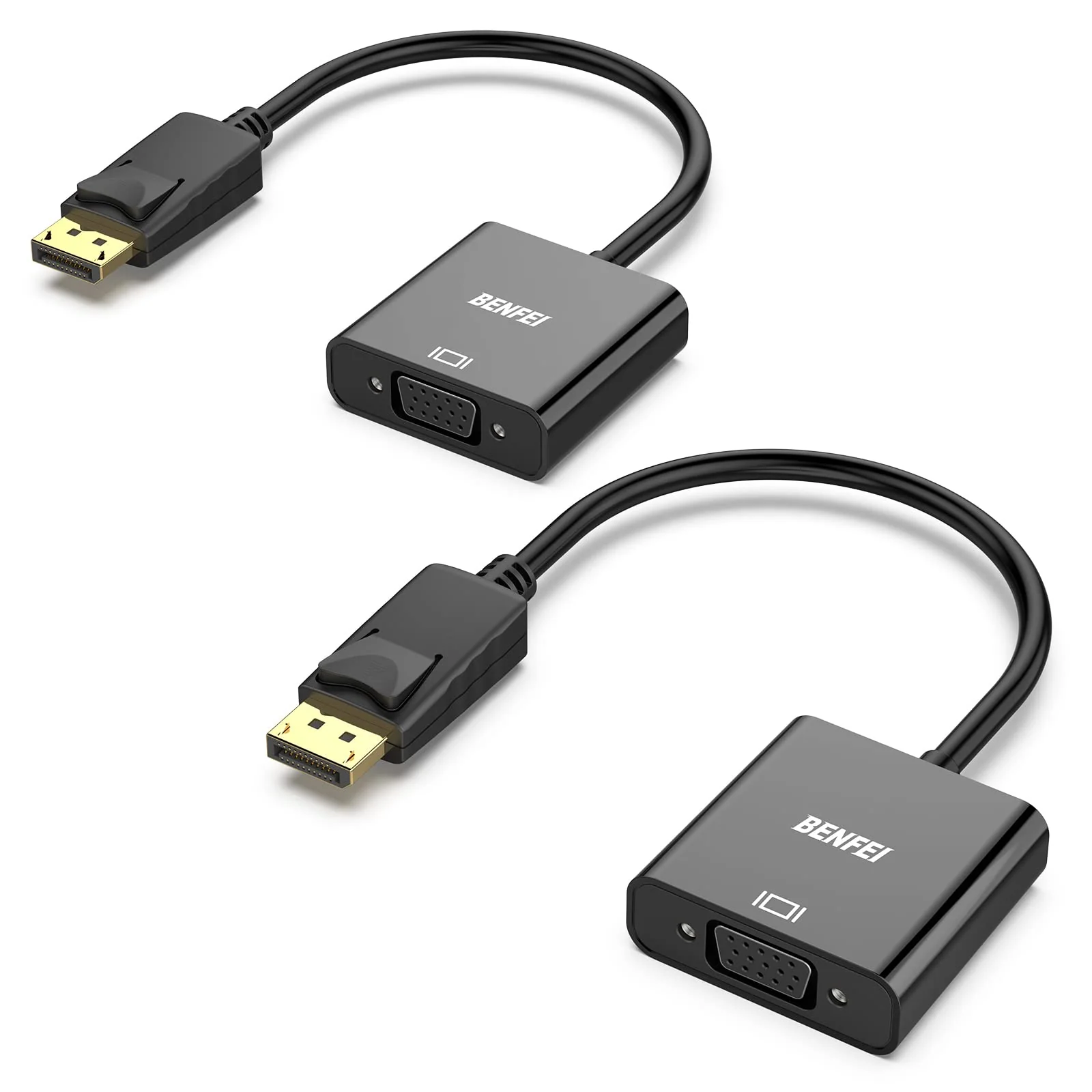 BENFEI DisplayPort to VGA 2 Pack,Gold-Plated Uni-Directional DP Computer to VGA Screen Adapter 1080P (Male to Female) Compatible for Lenovo, Dell, HP, ASUS