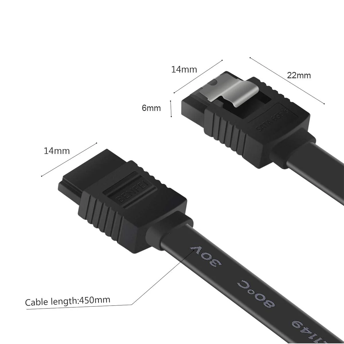 BENFEI SATA Cable III, 12 Pack SATA Cable III 6Gbps Straight HDD SDD Data Cable with Locking Latch 18 Inch Compatible for SATA HDD, SSD, CD Driver, CD Writer - Black - Image 4