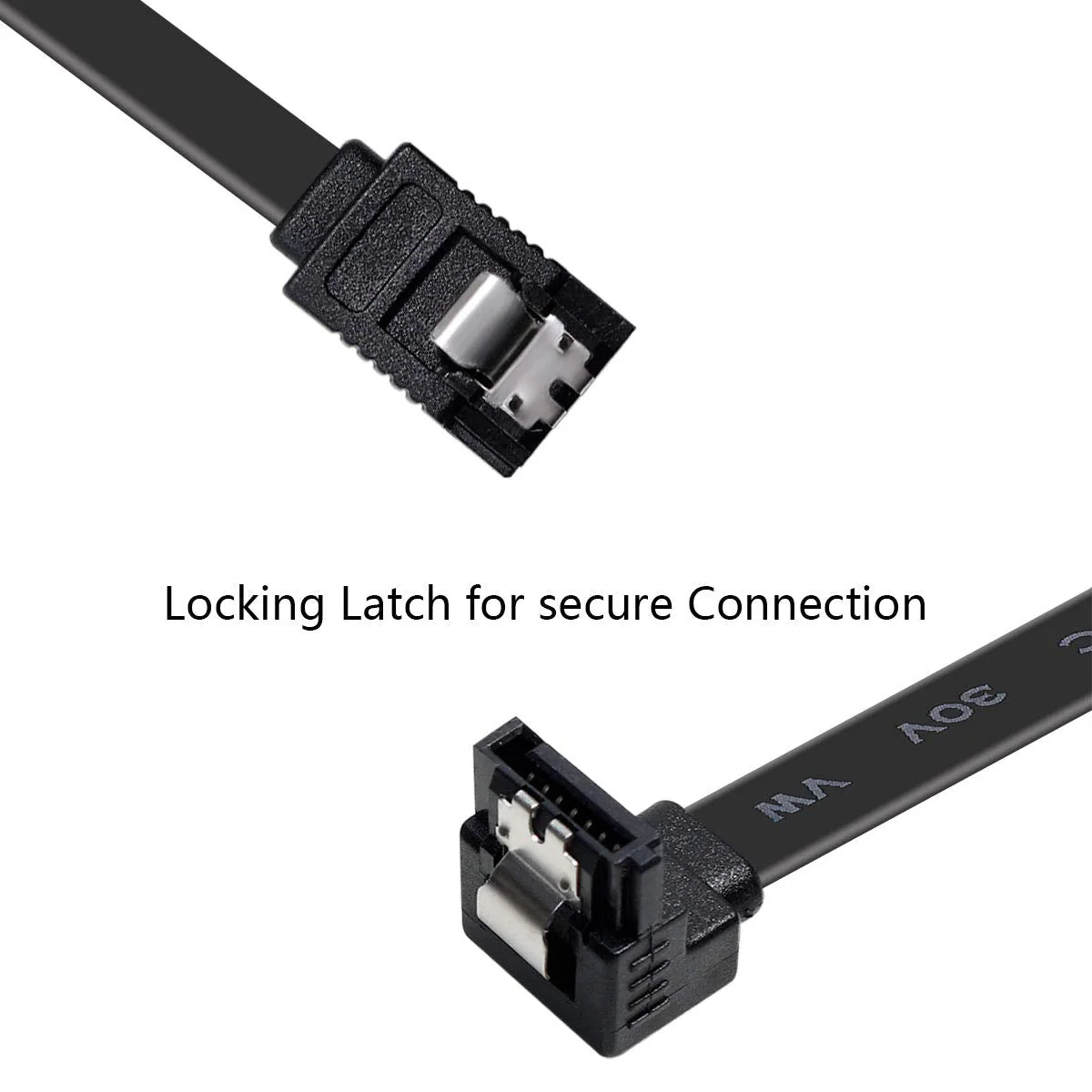 BENFEI SATA Cable III, 6 Pack SATA Cable III 6Gbps 90 Degree Right Angle with Locking Latch 18 Inch for SATA HDD, SSD, CD Driver, CD Writer - Black - Image 3