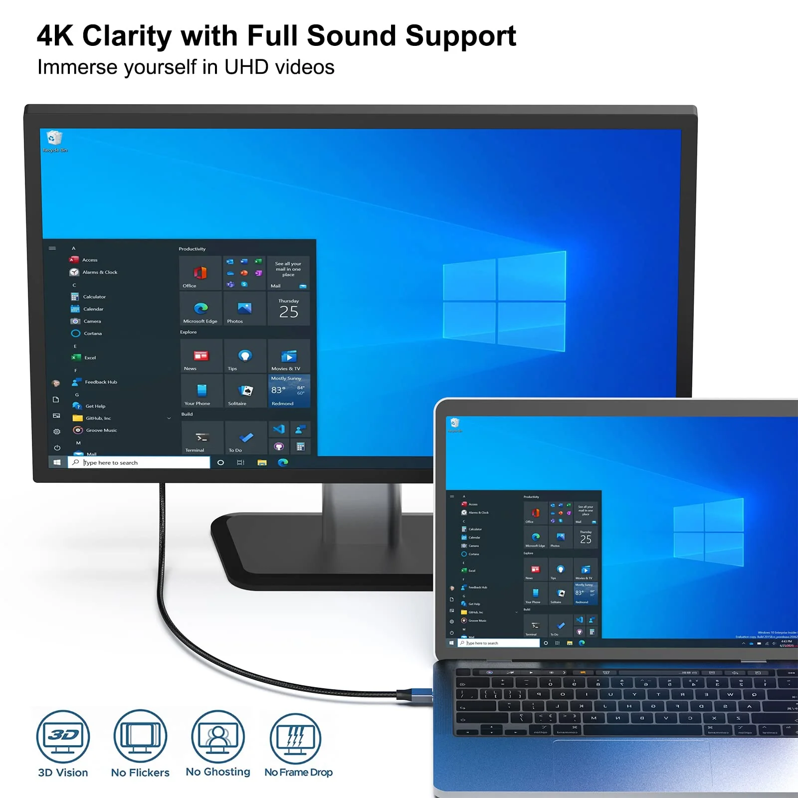 BENFEI USB-C to DisplayPort 10 Feet Cable(8K@60Hz 4K@144Hz), USB Type-C to DisplayPort Cable [Thunderbolt 3/4/5 Compatible] with iPhone 15 Pro/Max, MacBook Pro/Air 2023, iPad Pro, iMac, S23, XPS 17 Gray(Aluminium Shell) 1 PACK - Image 2