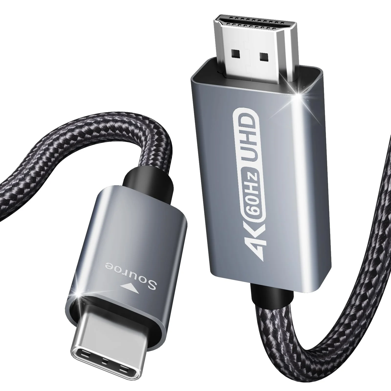 BENFEI USB C to HDMI 3 Feet Cable [4K@60Hz, Aluminum Shell, Nylon Braided], Thunderbolt 3/4/5 Compatible with iPhone 15 Pro/Max, MacBook Pro/Air 2023, iPad Pro, Surface Book 2, Galaxy S23 and More 4K@60Hz 1 PACK