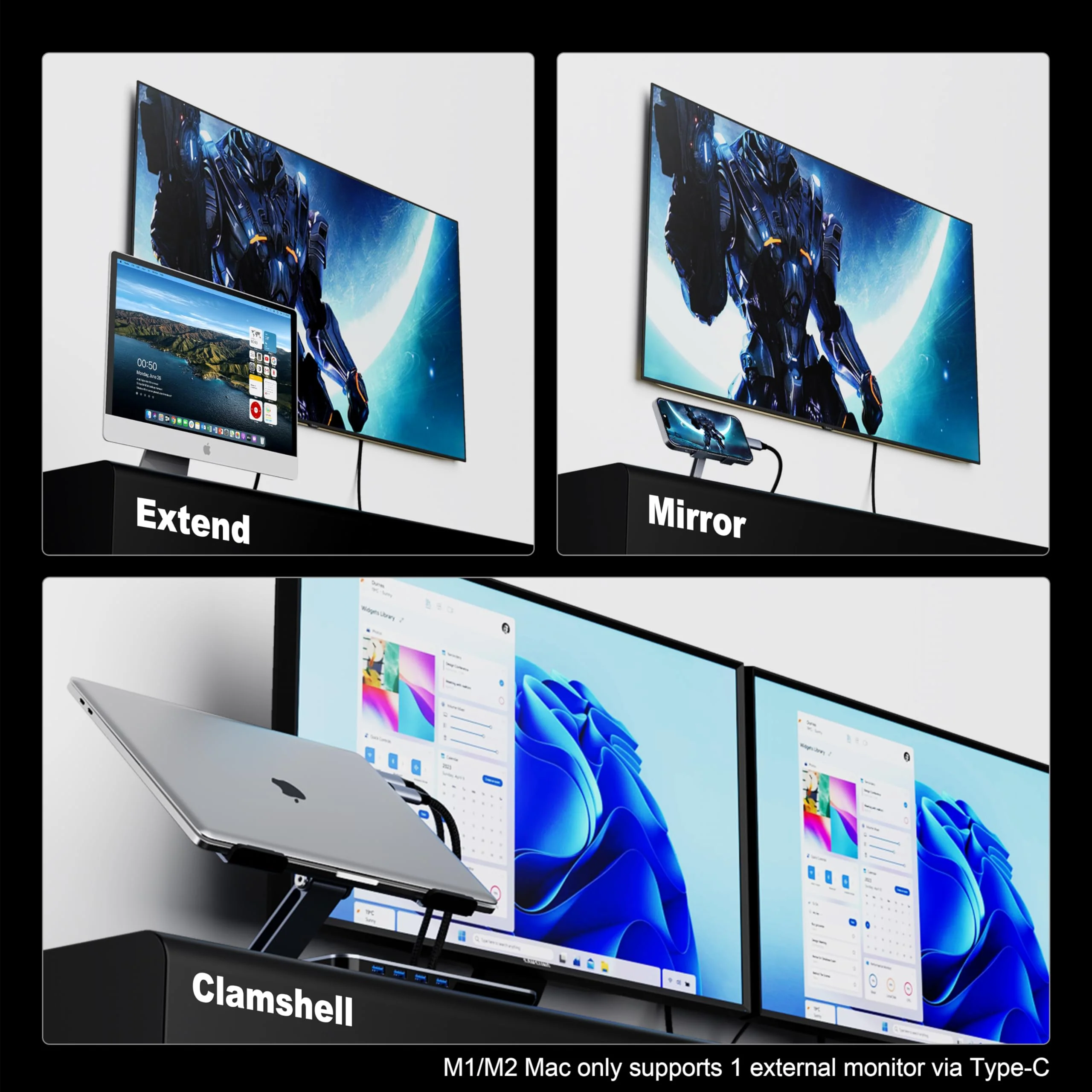 BENFEI USB C to HDMI 3 Feet Cable [4K@60Hz, Aluminum Shell, Nylon Braided], Thunderbolt 3/4/5 Compatible with iPhone 15 Pro/Max, MacBook Pro/Air 2023, iPad Pro, Surface Book 2, Galaxy S23 and More 4K@60Hz 1 PACK - Image 3