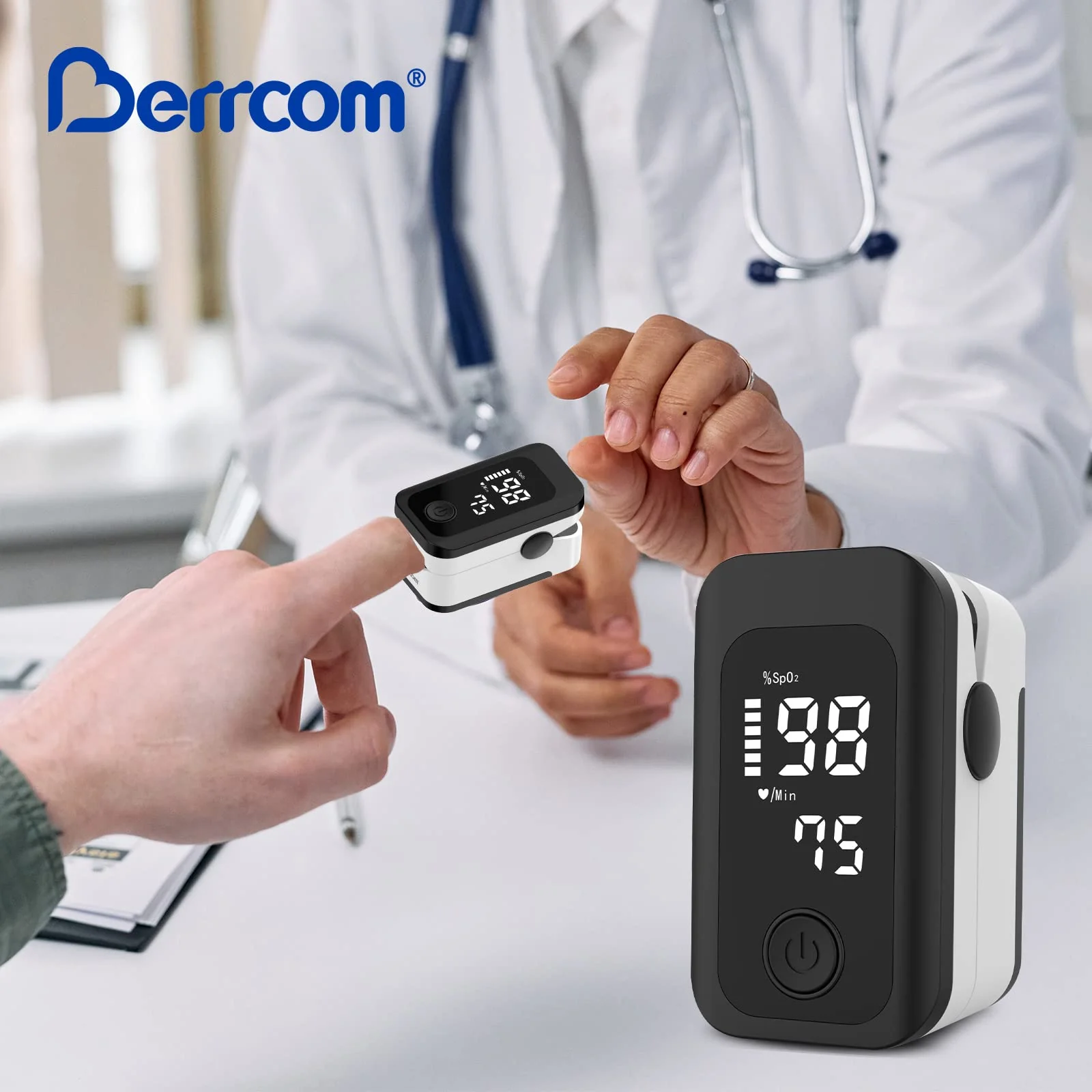 Berrcom Pulse Oximeter Blood Oxygen Saturation Monitor Finger High Accuracy Sats Monitor for Children Adults with Batteries and Lanyard - Image 4