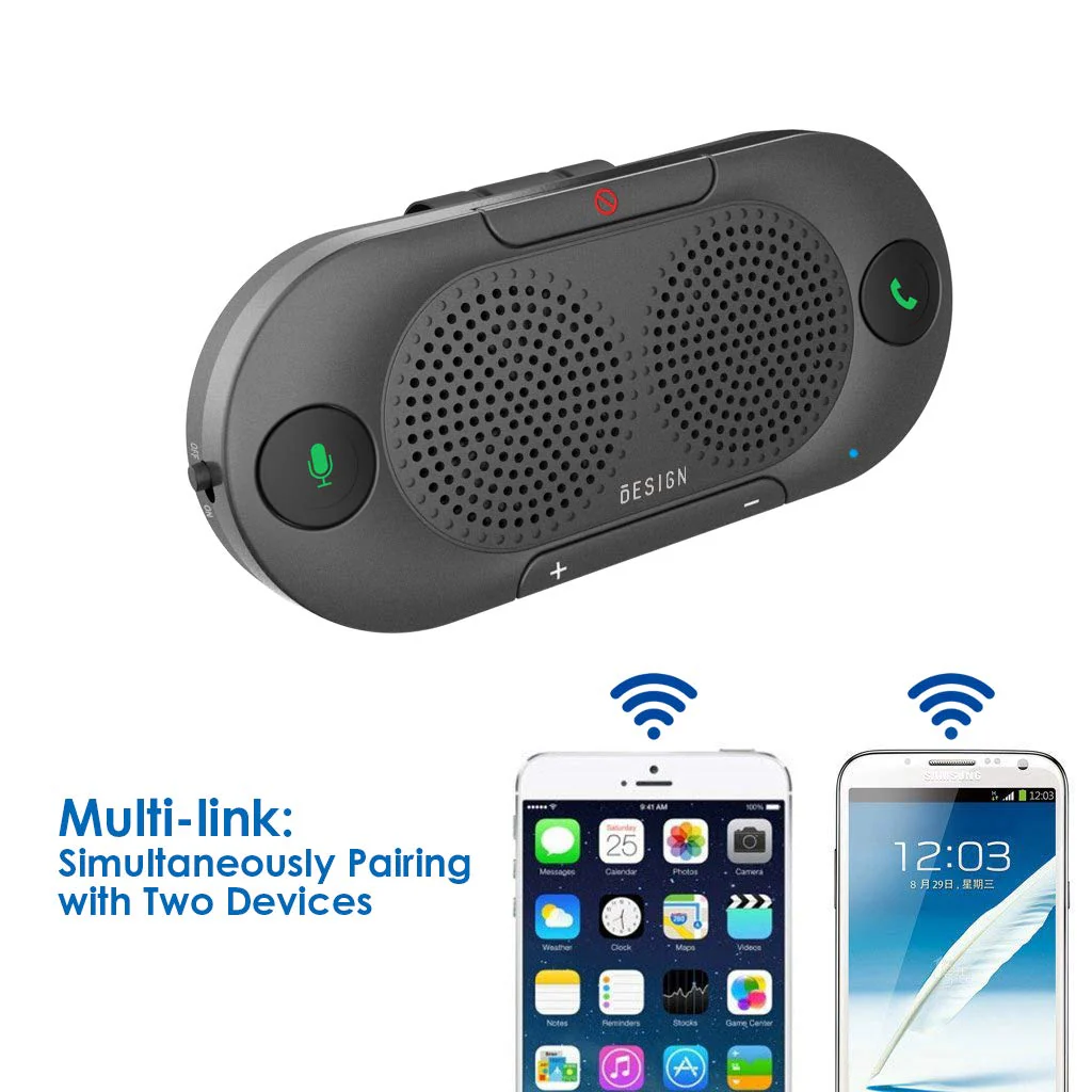 Besign BK06 Bluetooth 5.0 in Car Speakerphone with Visor Clip, Wireless Car Kit for Handsfree Talking, Motion Auto On, Siri Google Assistant Support, Dual 2W Speakers Metal Gray - Image 5