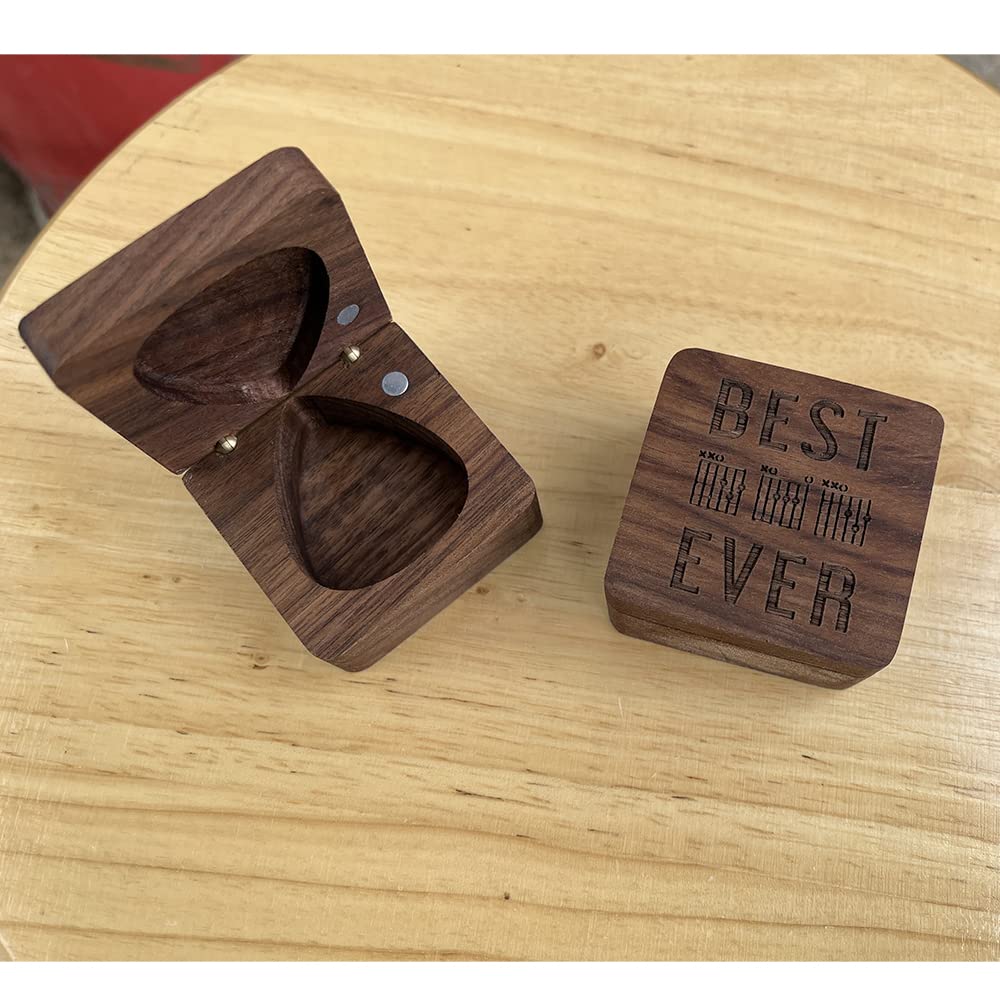 Best Dad Ever, Dad Guitar Chords Walnut Guitar Pick Storage Box, Father Gift from Daughter or Son, Guitar Dad Christmas Gift, 1 Pack - Image 2