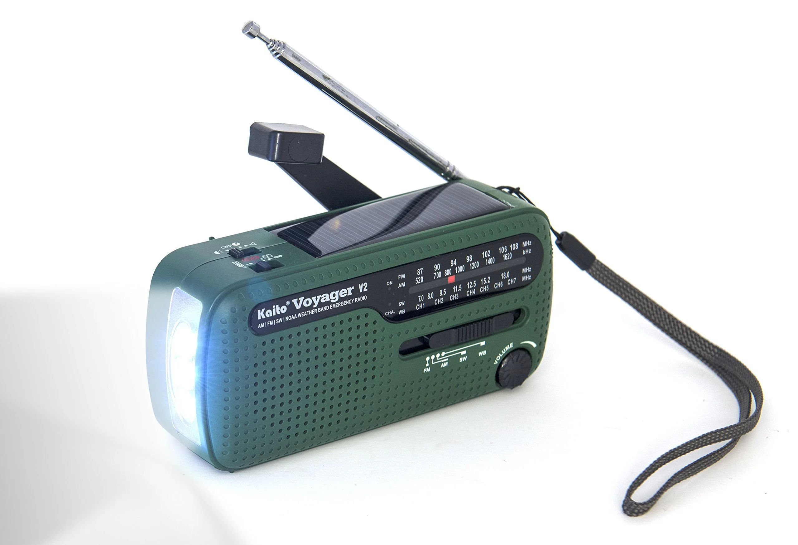 Best NOAA Portable Solar/Hand Crank AM/FM, Shortwave & NOAA Weather Emergency Radio with USB Cell Phone Charger & LED Flashlight (Green) - Image 7