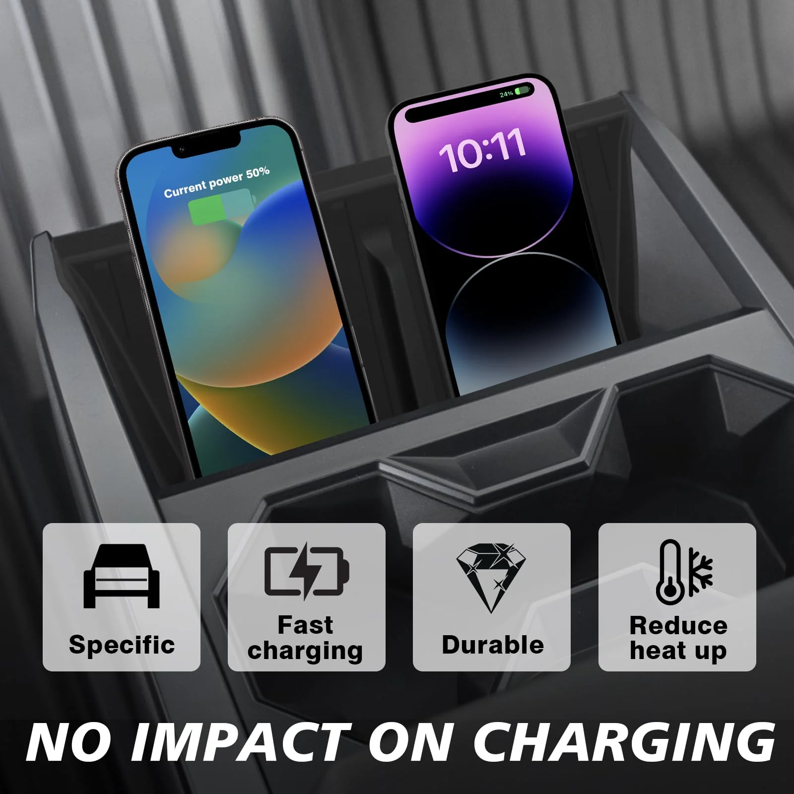 BestEvMod Center Console Phone Charge Area Silicone Mat Anti Slip Silicone Pad Compatible with 2024+ Tesla Cybertruck Interior Accessories Anti-Slip Easy Clean - Image 4
