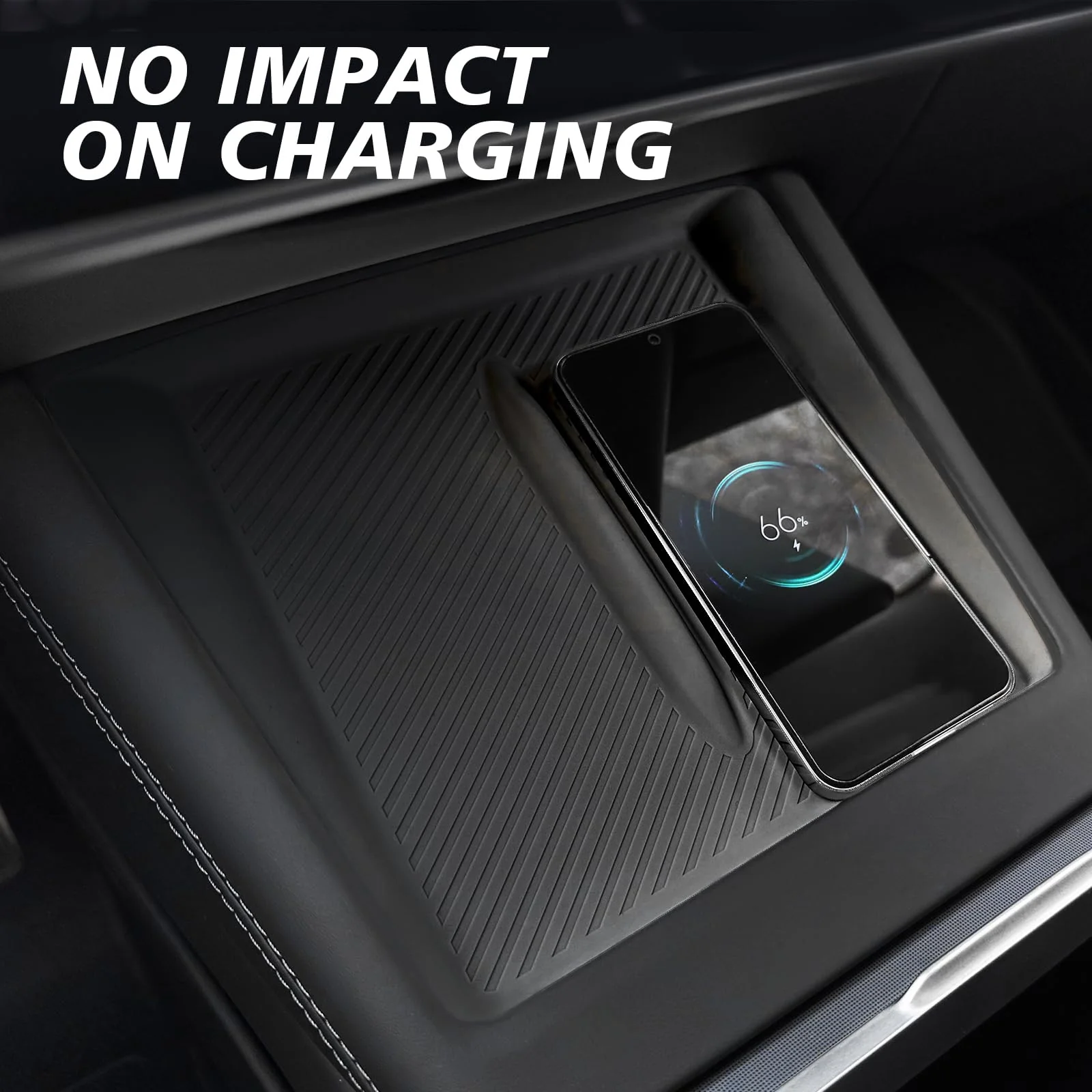 BestEvMod for Refreshed Model 3 Highland Center Console Phone Charge Area Silicone Mat Non Slip Silicone Pad Compatible with 2024 Refreshed Tesla Model 3 Highland Accessories (Black) Black - Image 5