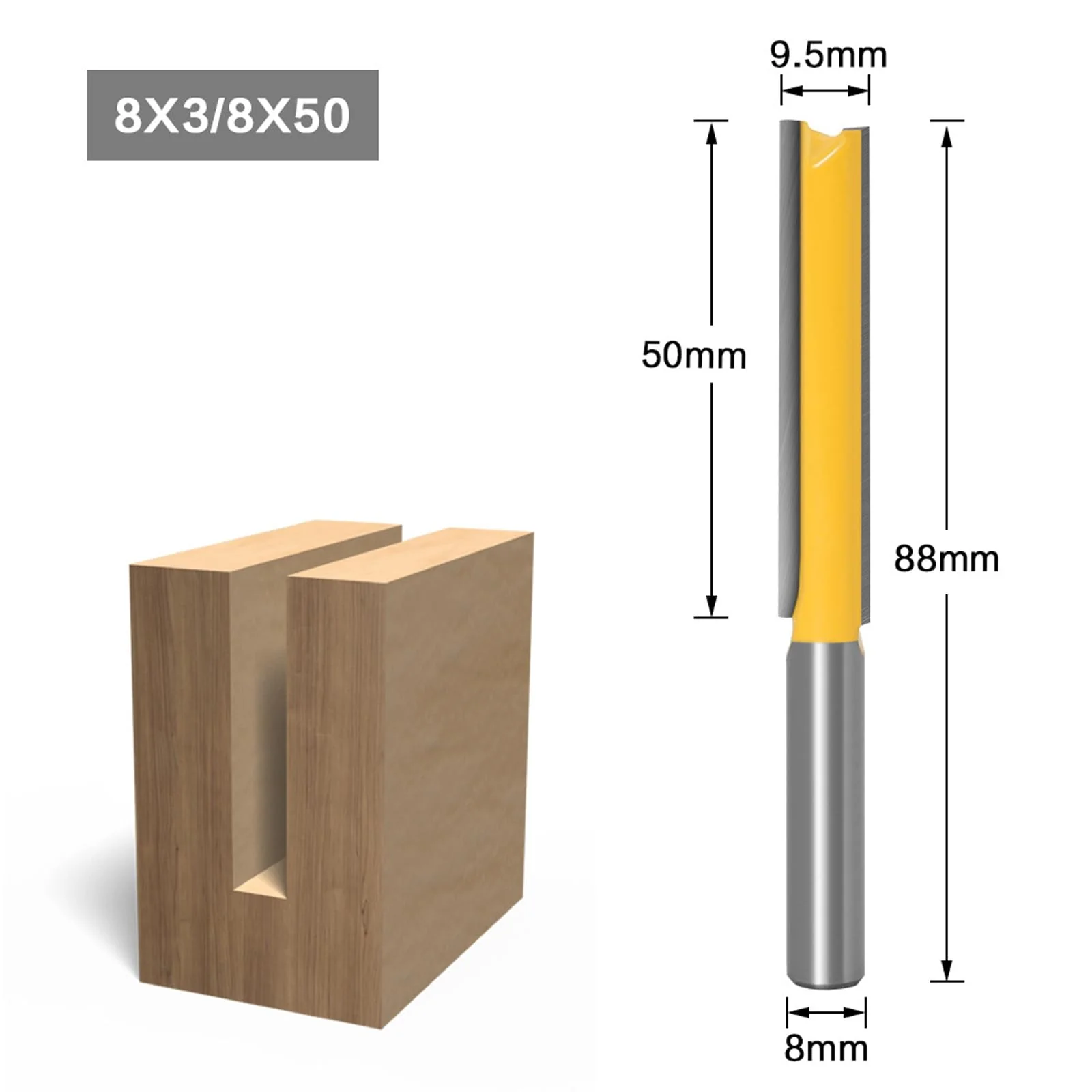 Bestgle Straight Cutter Cutting Blade 8 mm Shank Router Bit 2 Piece Cutter Groove Cutter Wood Cutter Bit Set Extension Cutter for Router Extra Long Cutting Length Straight Flush Cutter 50 mm 76 mm - Image 2